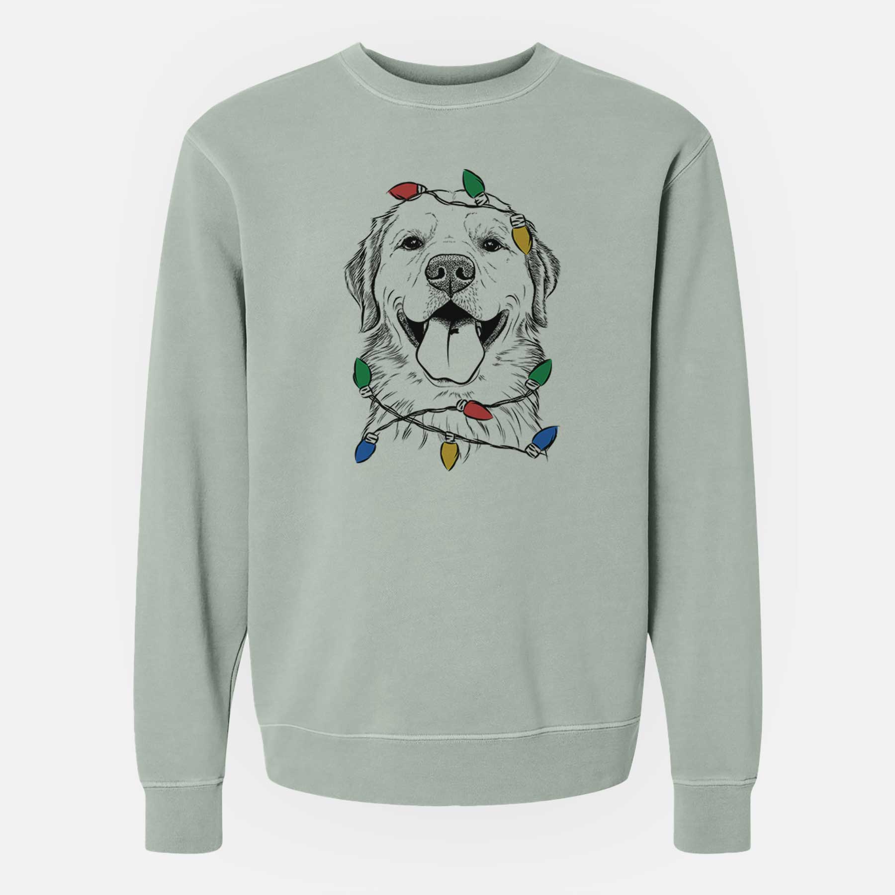 Christmas Lights Bennett the Golden Retriever - Unisex Pigment Dyed Crew Sweatshirt