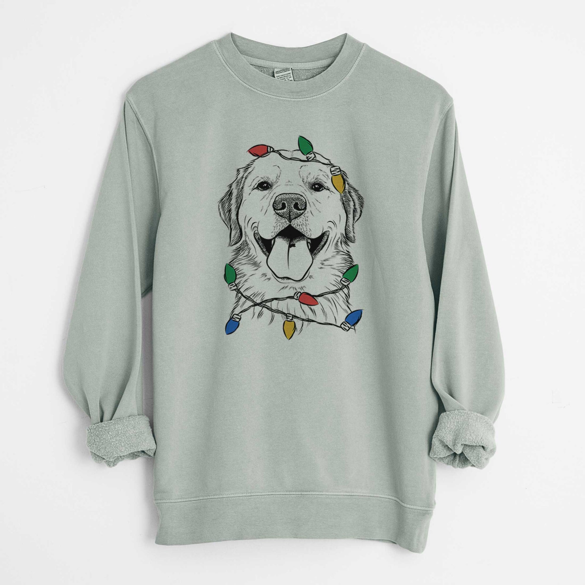 Christmas Lights Bennett the Golden Retriever - Unisex Pigment Dyed Crew Sweatshirt