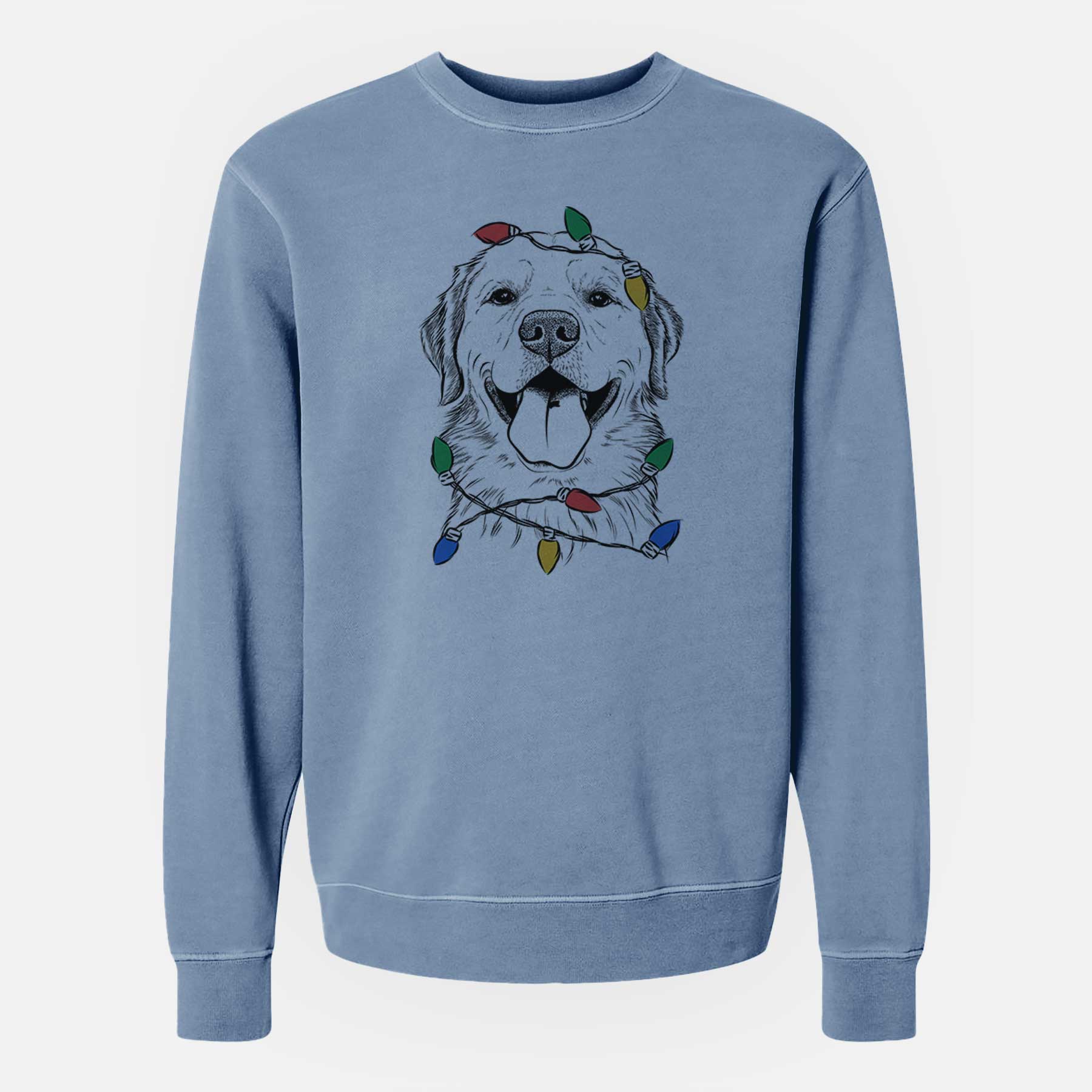 Christmas Lights Bennett the Golden Retriever - Unisex Pigment Dyed Crew Sweatshirt