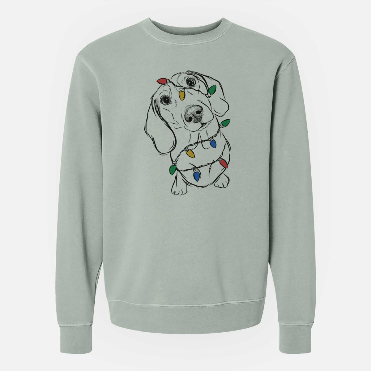 Christmas Lights Bill the Dachshund - Unisex Pigment Dyed Crew Sweatshirt