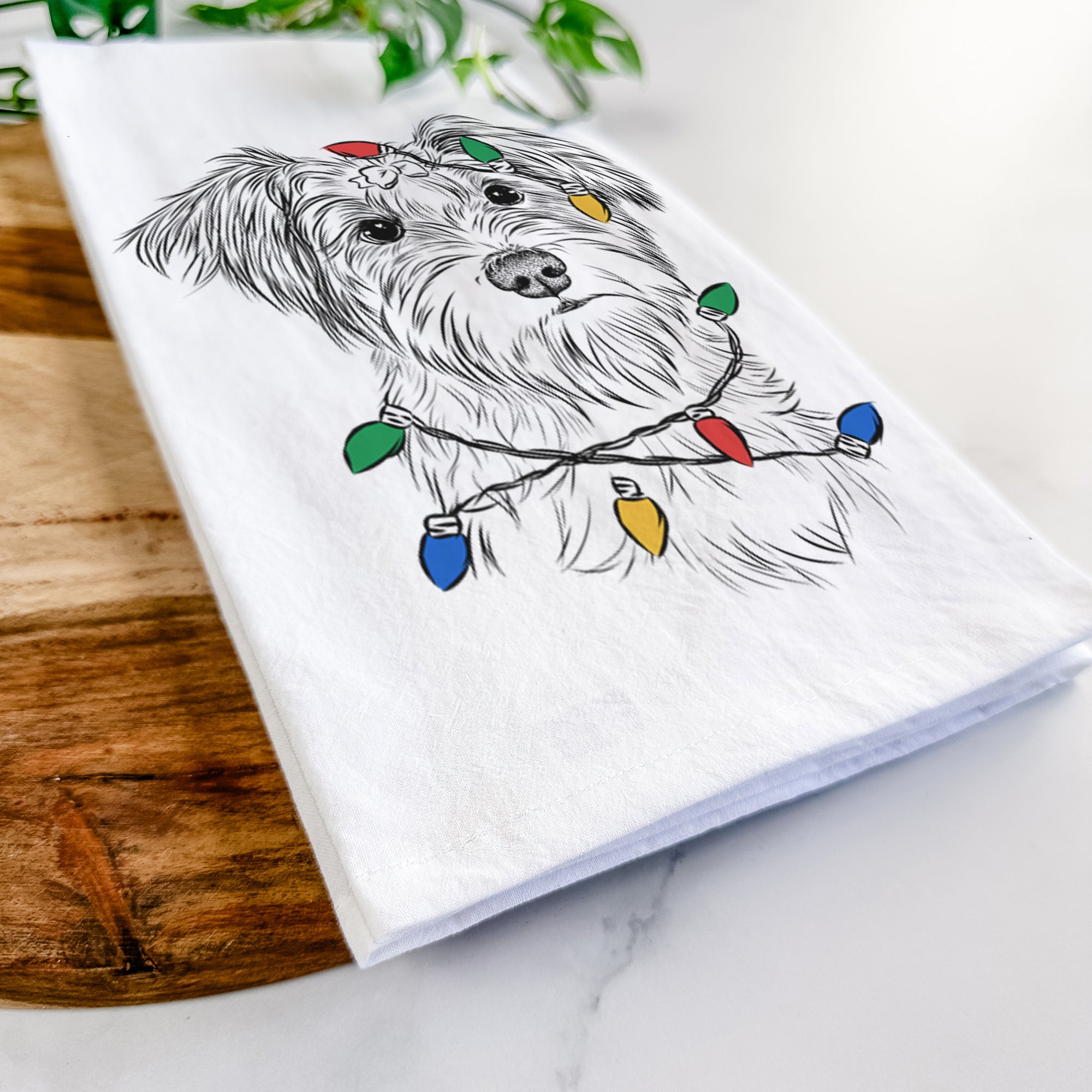 Birdee the Schnauzer Mix Tea Towel