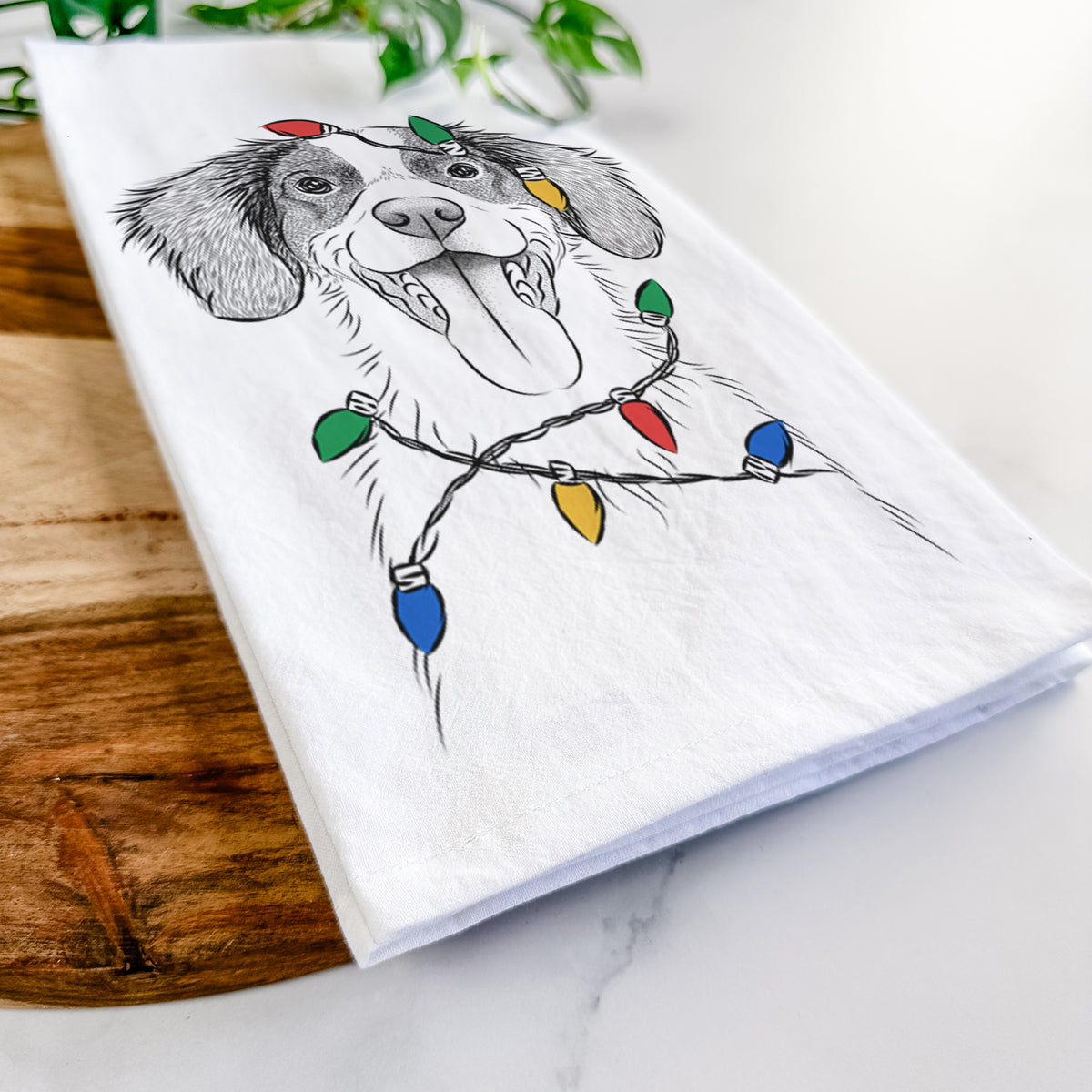 Birdie the Brittany Tea Towel