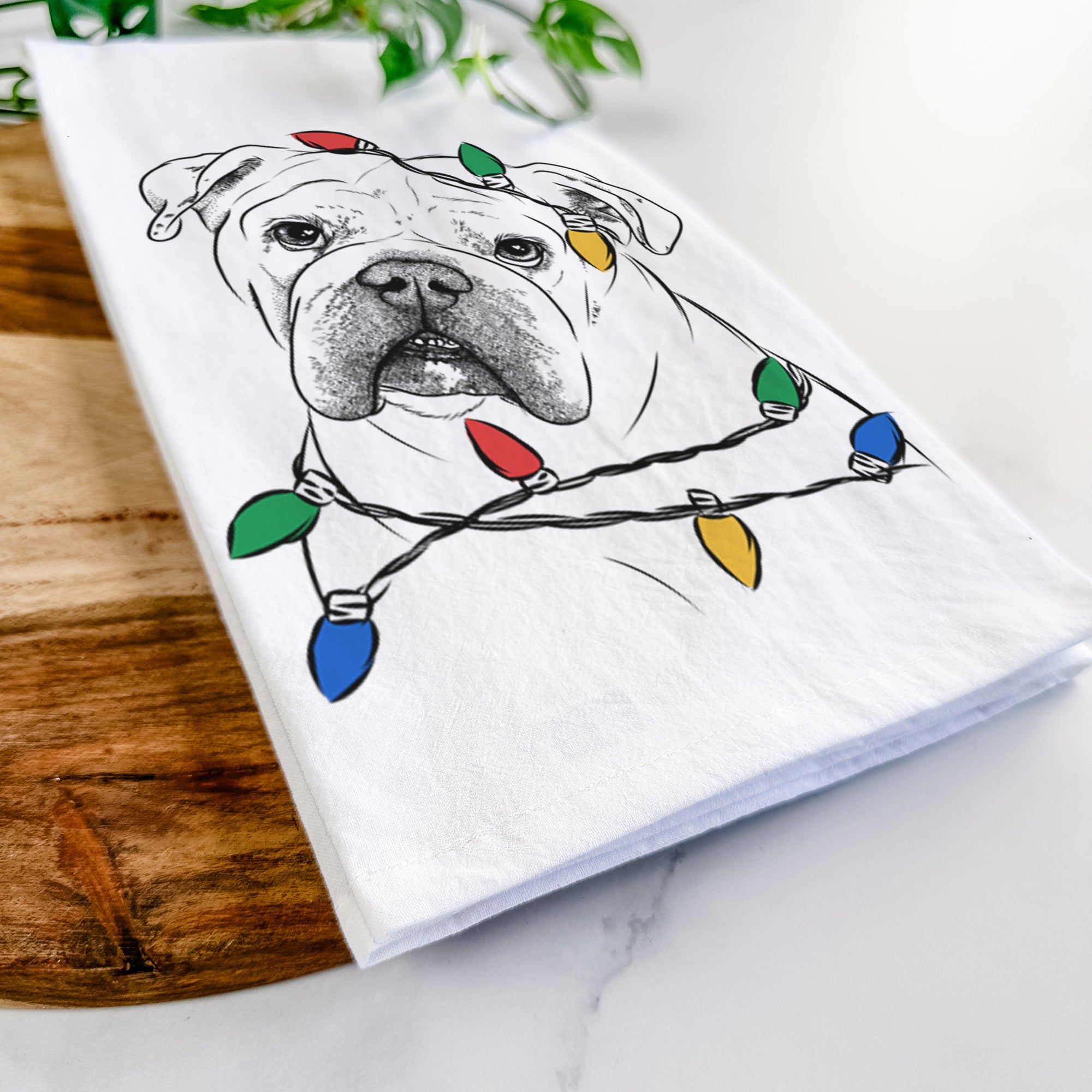 Blossom the English Bulldog Tea Towel