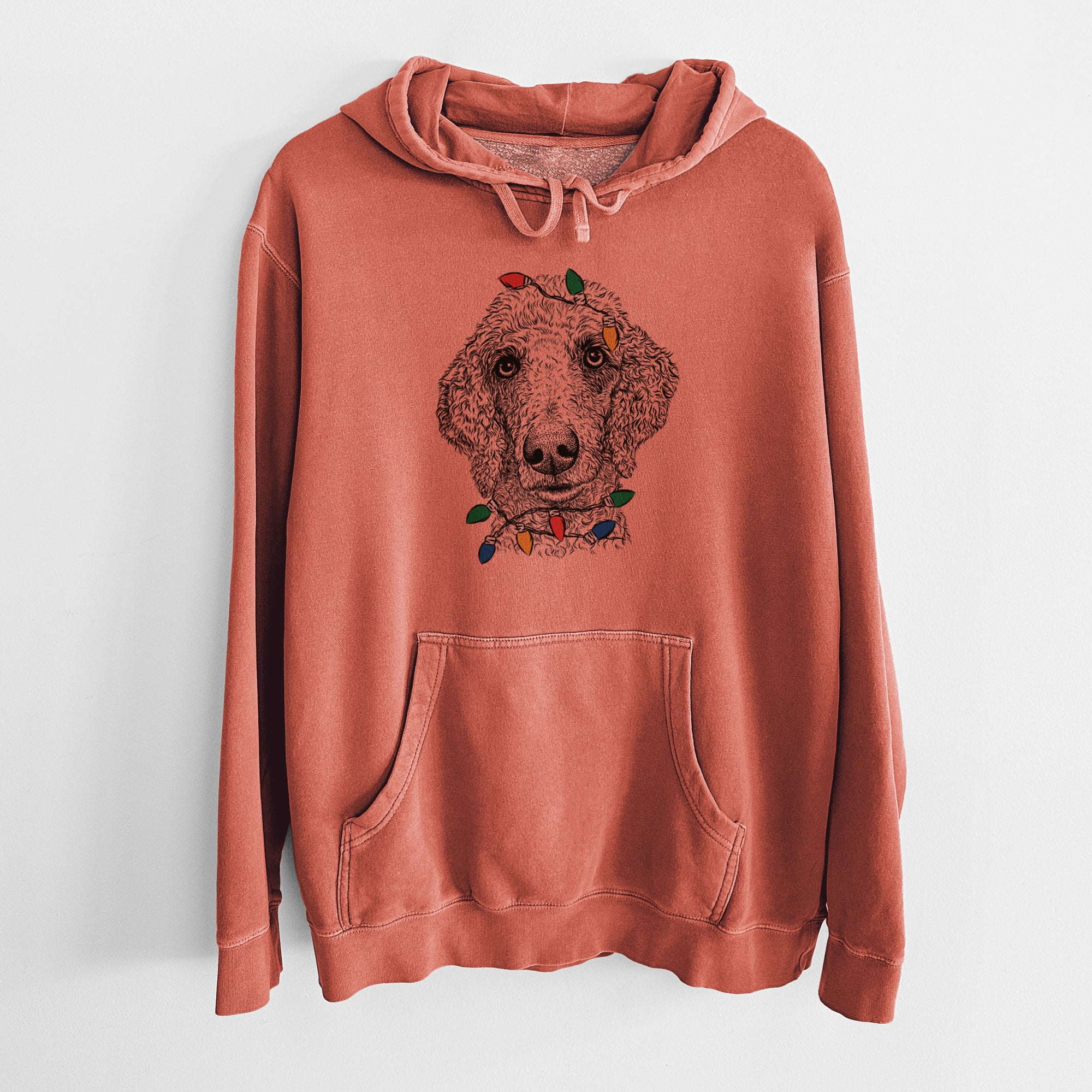 Christmas Lights Blossom the Poodle - Unisex Pigment Dyed Hoodie