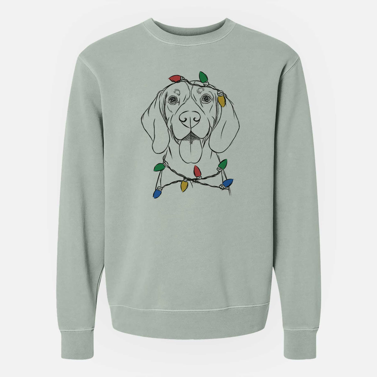 Christmas Lights Bogie the Beagle - Unisex Pigment Dyed Crew Sweatshirt