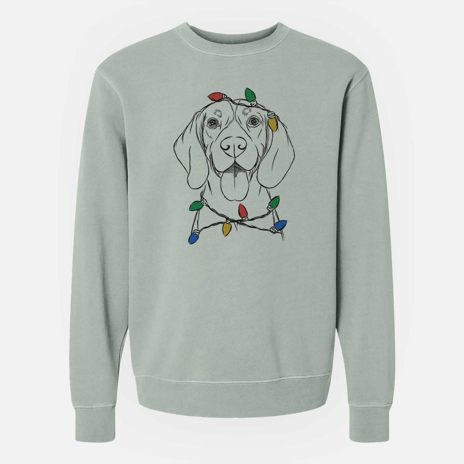 Christmas Lights Bogie the Beagle - Unisex Pigment Dyed Crew Sweatshirt