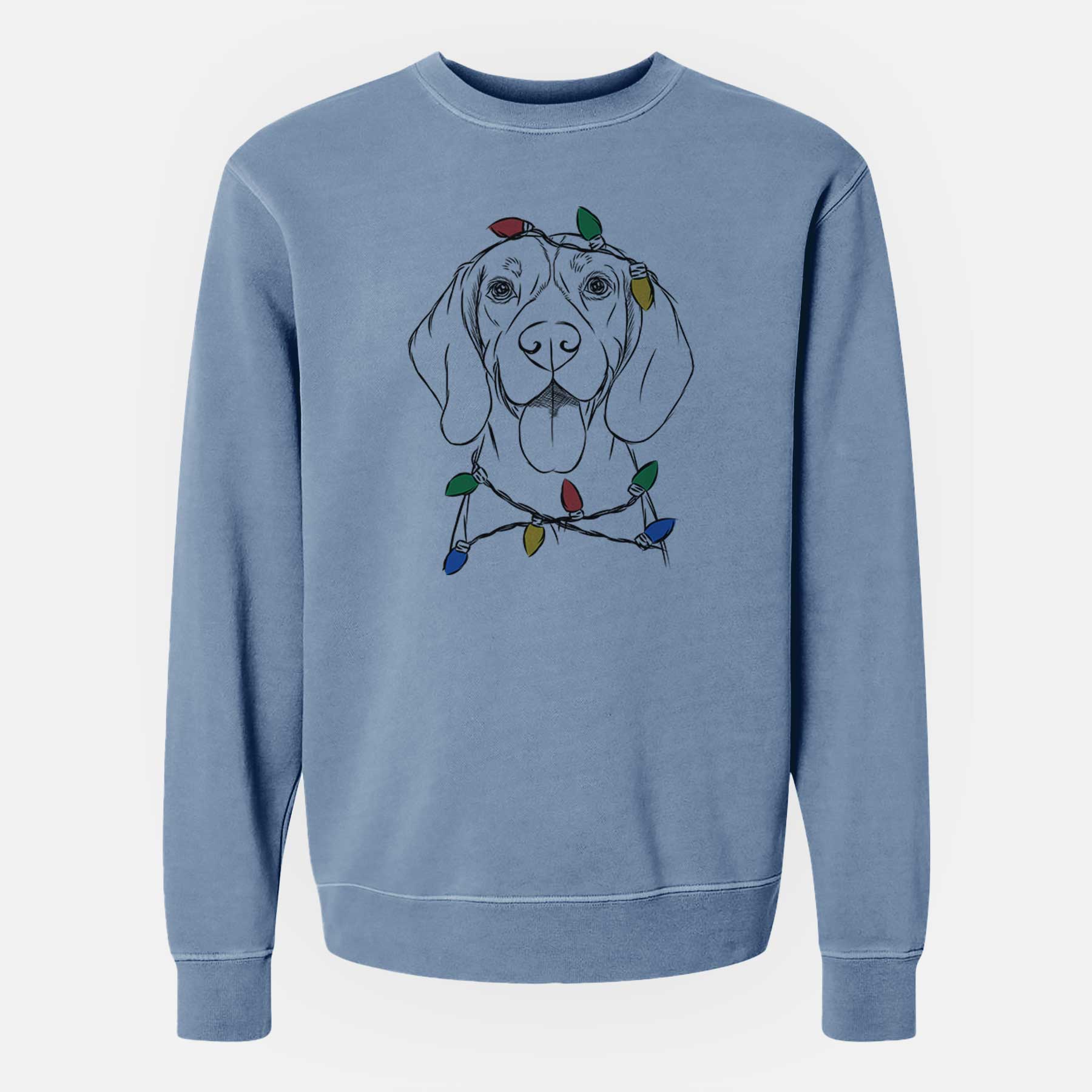 Christmas Lights Bogie the Beagle - Unisex Pigment Dyed Crew Sweatshirt