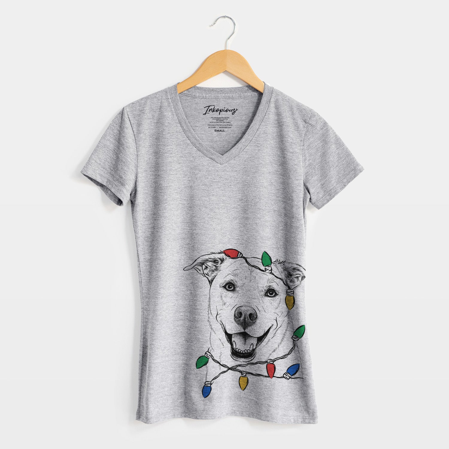 Christmas Lights Carl the Mixed Breed - Women's Perfect V-neck Shirt