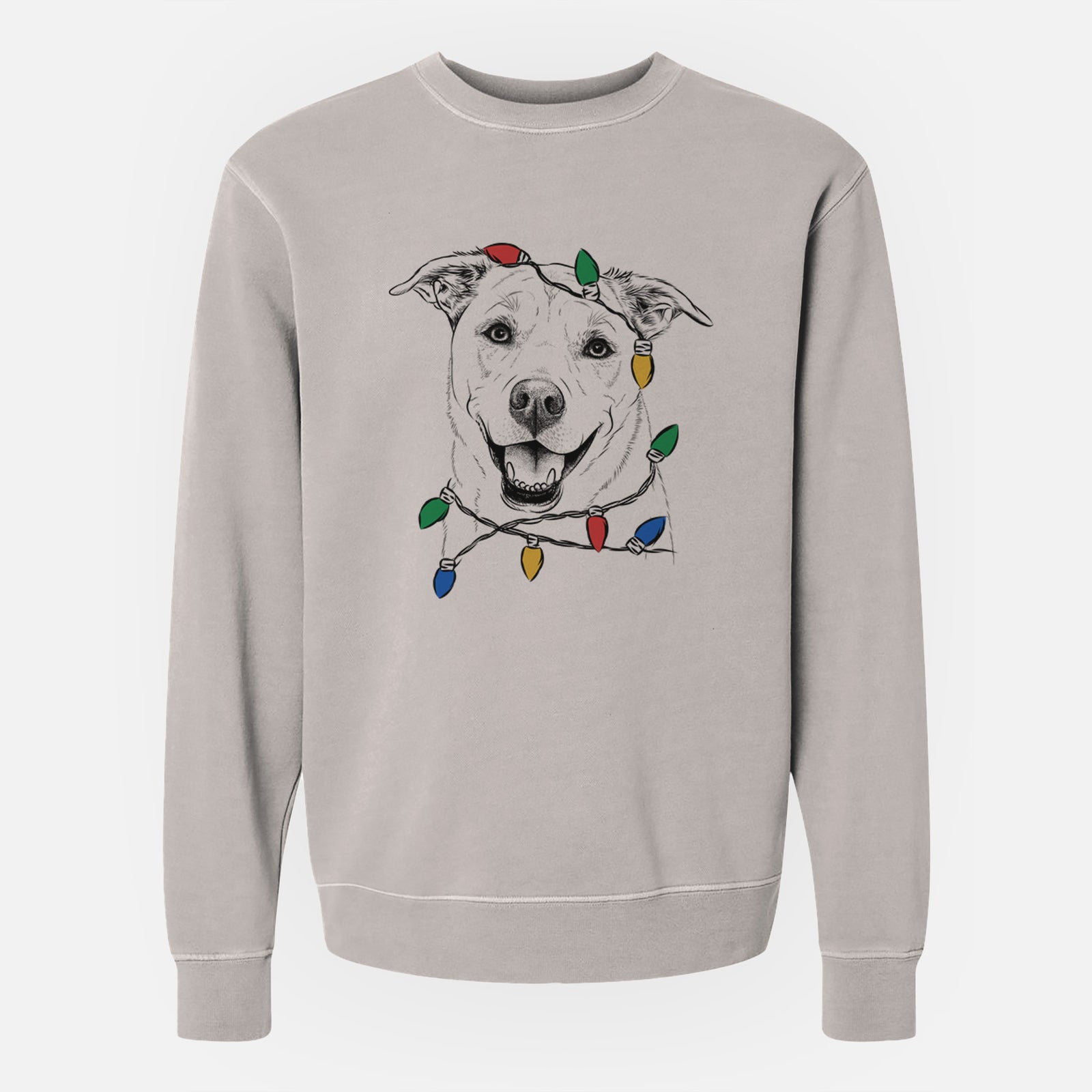 Christmas Lights Carl the Mixed Breed - Unisex Pigment Dyed Crew Sweatshirt