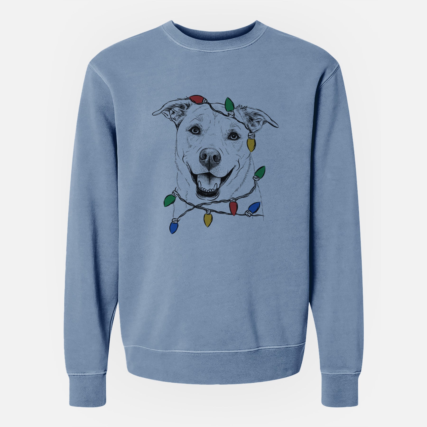 Christmas Lights Carl the Mixed Breed - Unisex Pigment Dyed Crew Sweatshirt