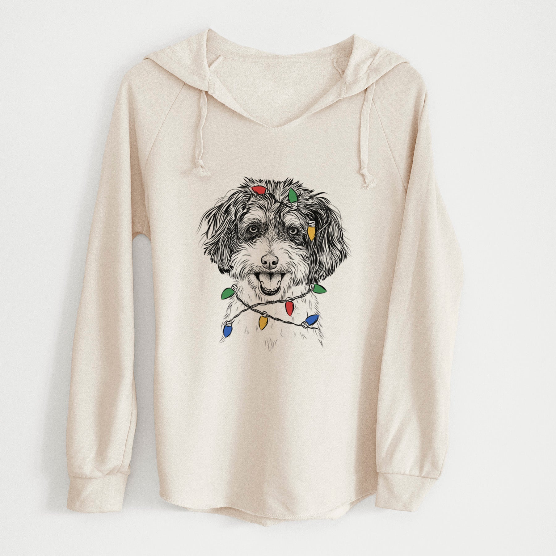 Christmas Lights Carlos the Cavapoo - Cali Wave Hooded Sweatshirt