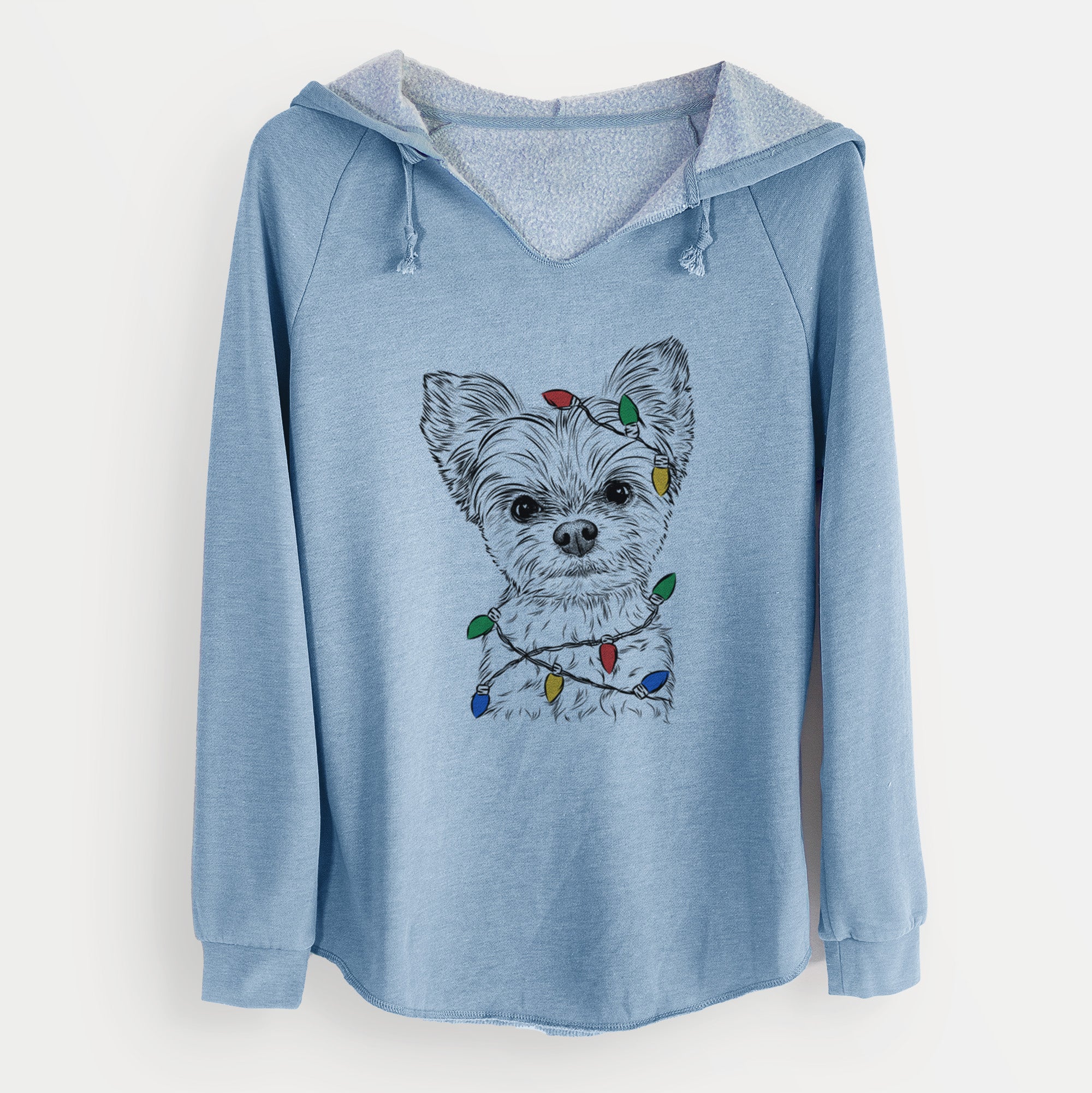 Christmas Lights Chance the Yapper the Yorkshire Terrier - Cali Wave Hooded Sweatshirt