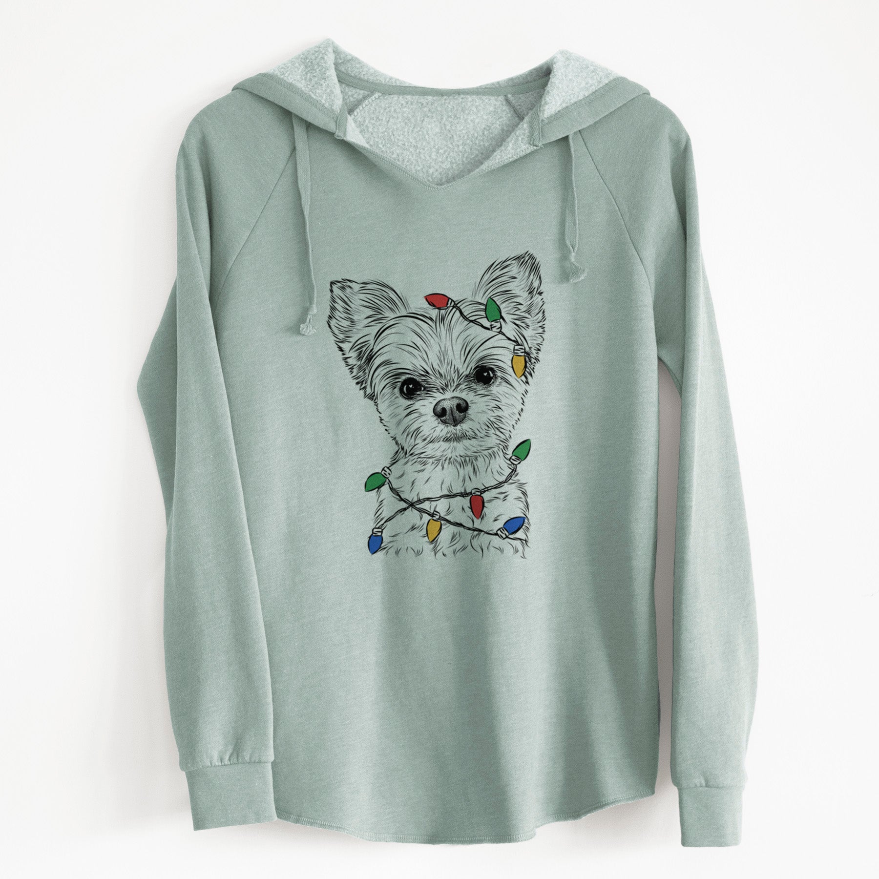 Christmas Lights Chance the Yapper the Yorkshire Terrier - Cali Wave Hooded Sweatshirt