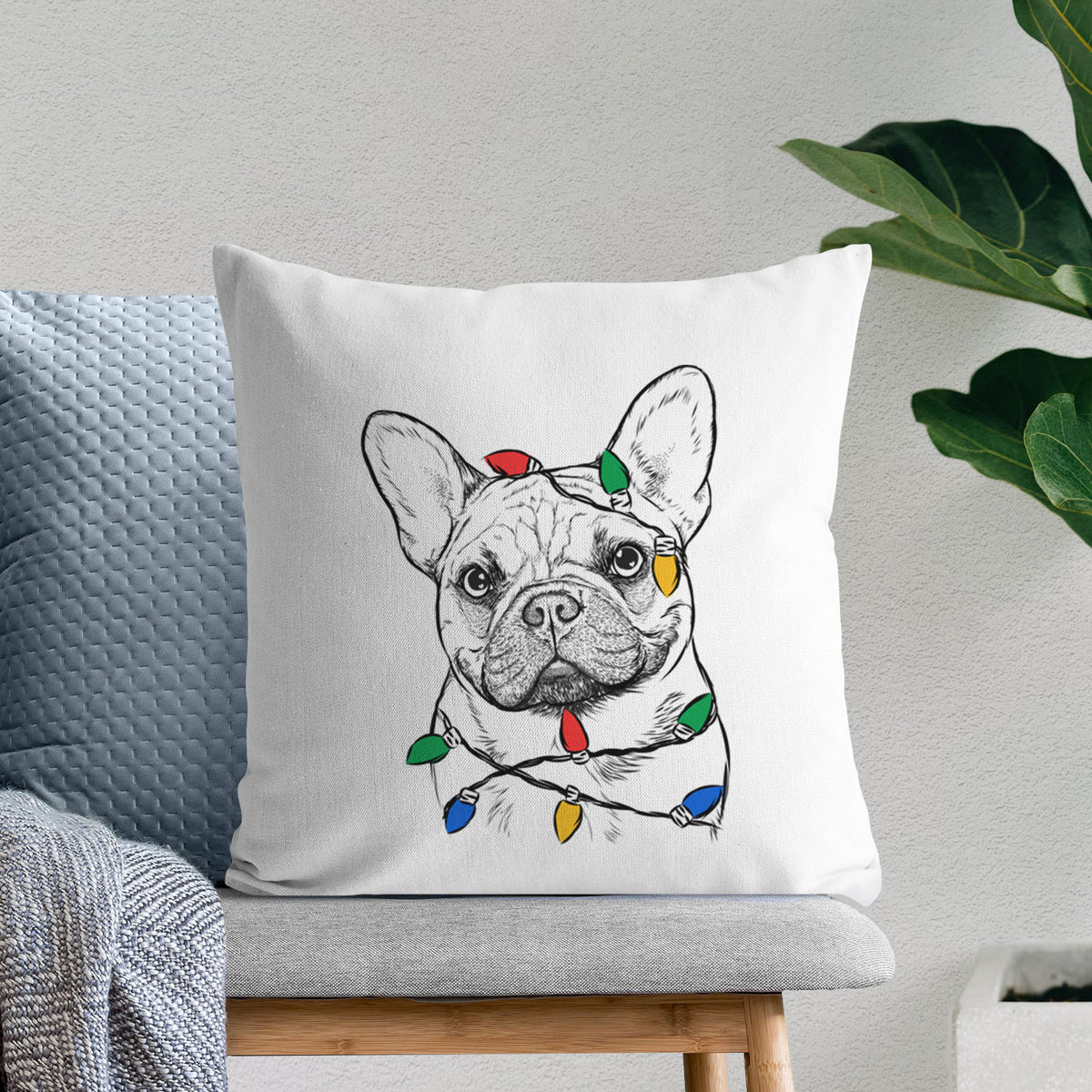 Chew Chew the French Bulldog - Throw Pillow Cover