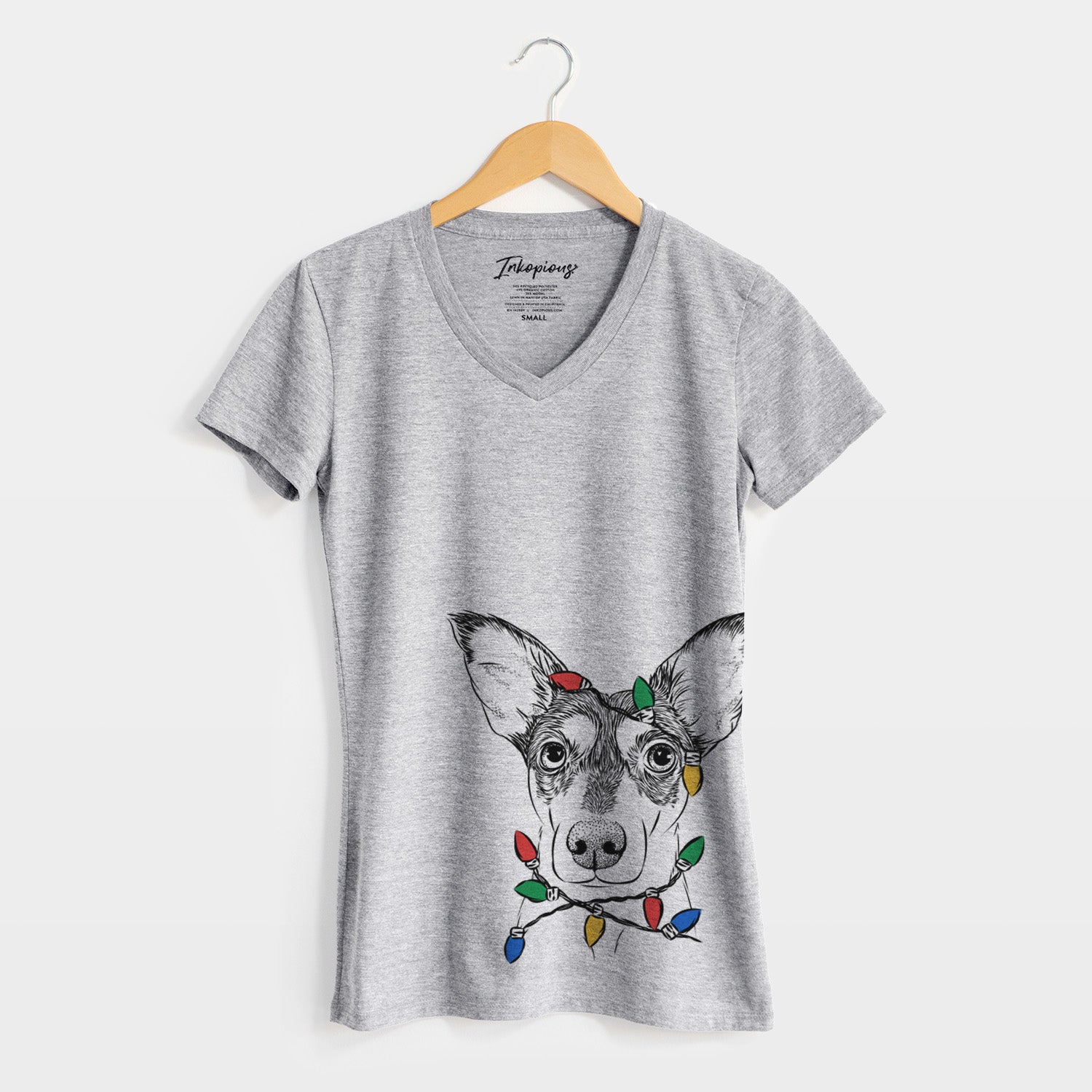 Christmas Lights Chloe the Doxie Mix - Women's Perfect V-neck Shirt