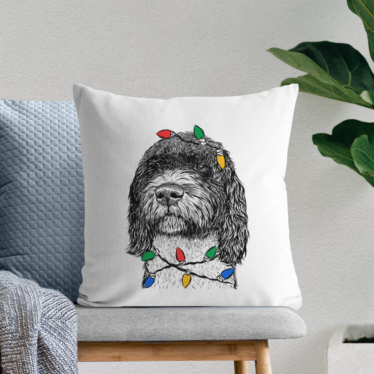 Chris the Portuguese Water Dog - Throw Pillow Cover