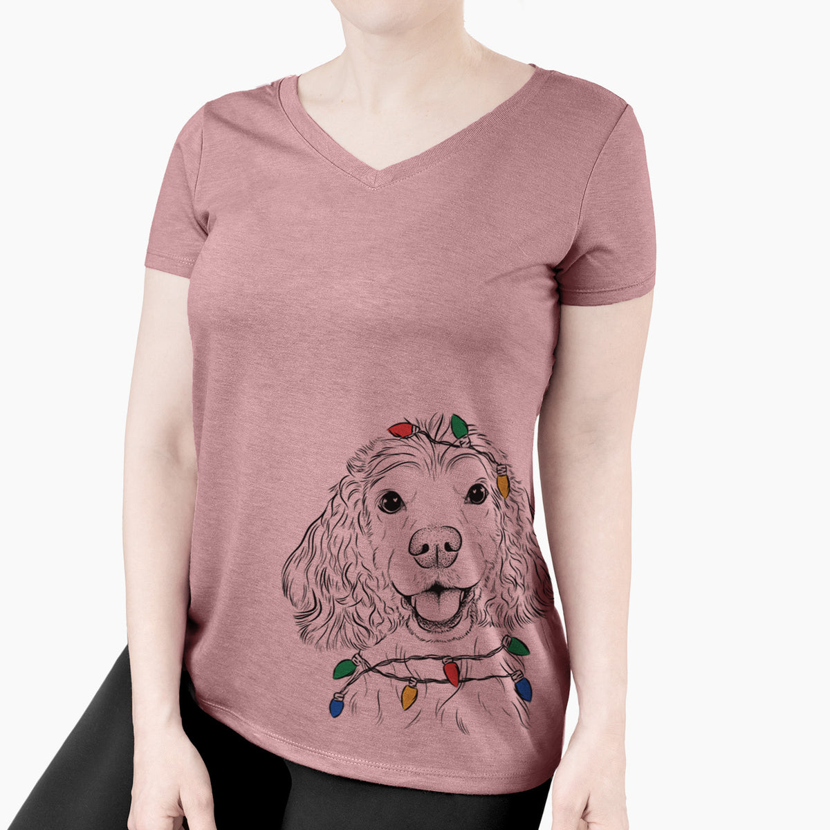 Christmas Lights Cricket the American Cocker Spaniel - Women's Perfect V-neck Shirt
