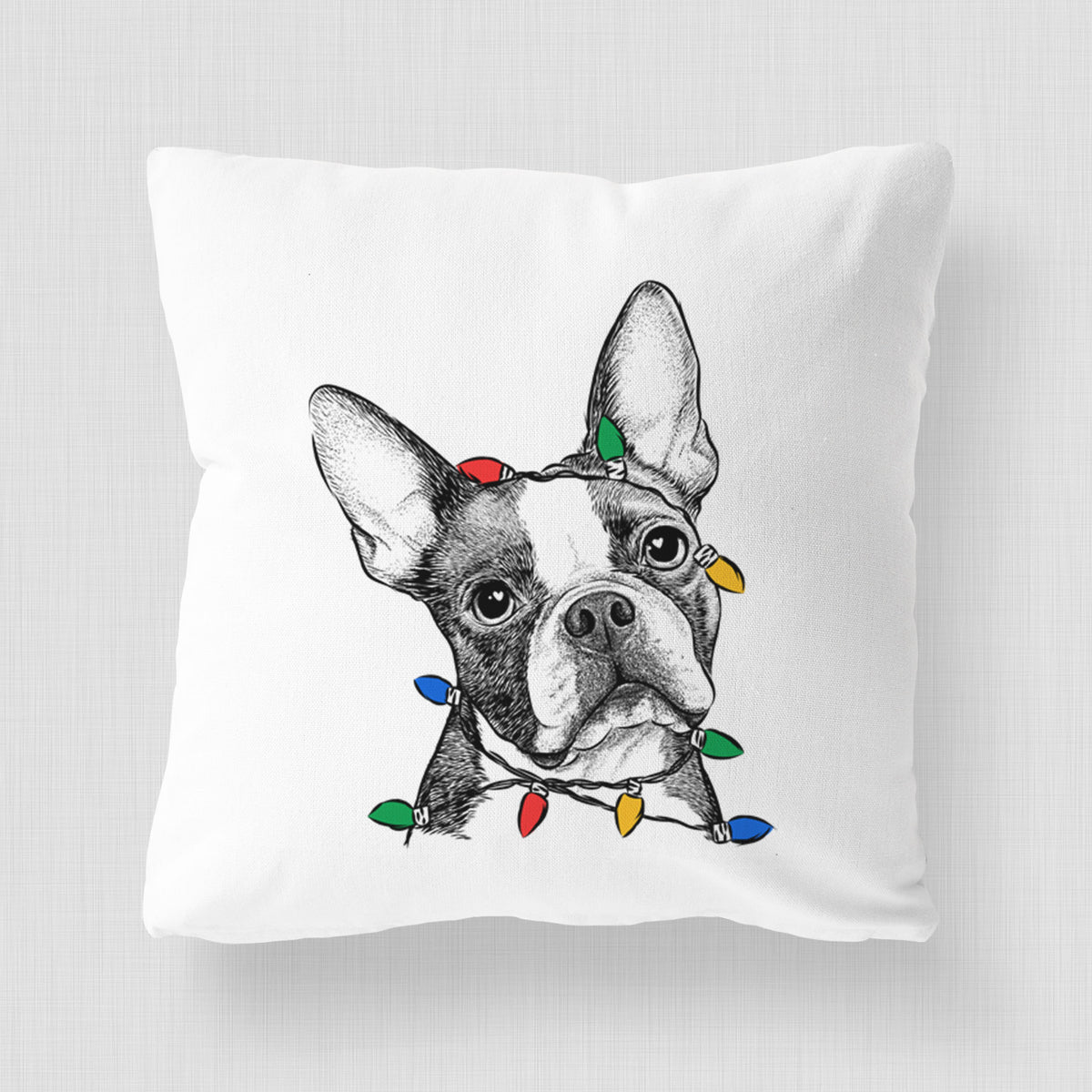 Dee Dee the Boston Terrier - Throw Pillow Cover