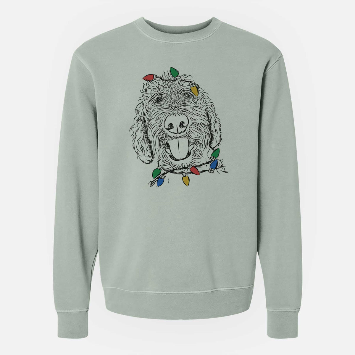 Christmas Lights Dixie the Doodle - Unisex Pigment Dyed Crew Sweatshirt