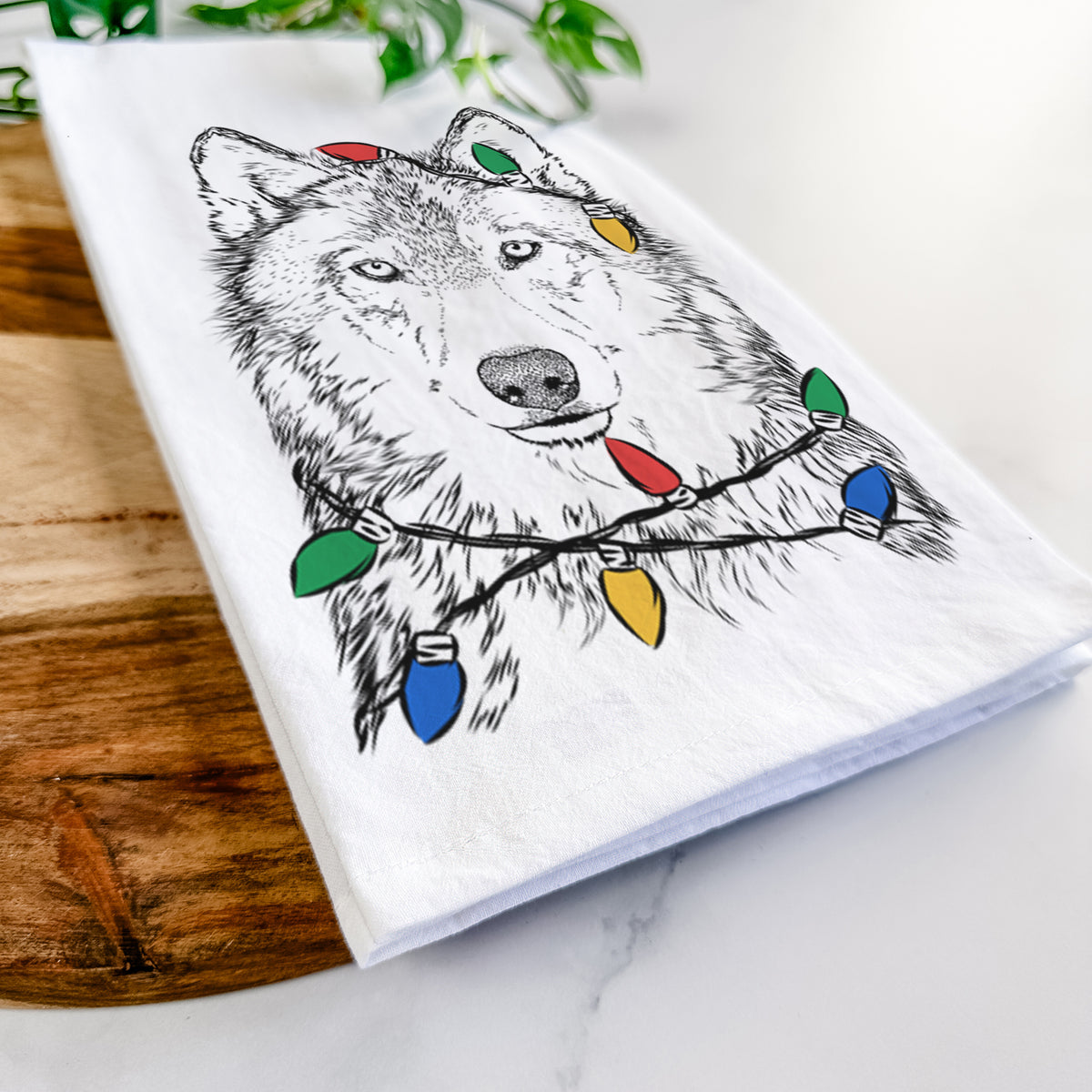 Django the Grey Wolf Tea Towel