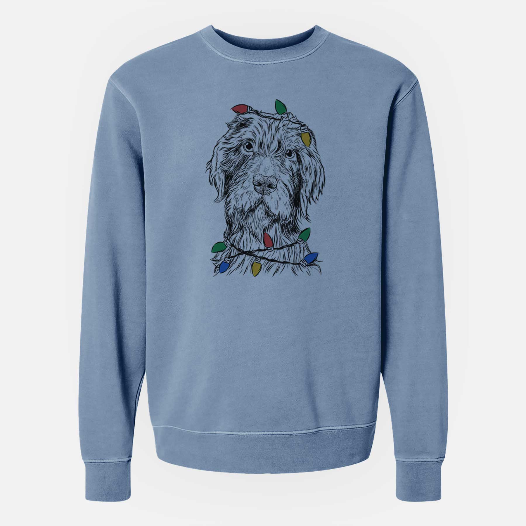 Christmas Lights Doc Holliday the Pudelpointer - Unisex Pigment Dyed Crew Sweatshirt