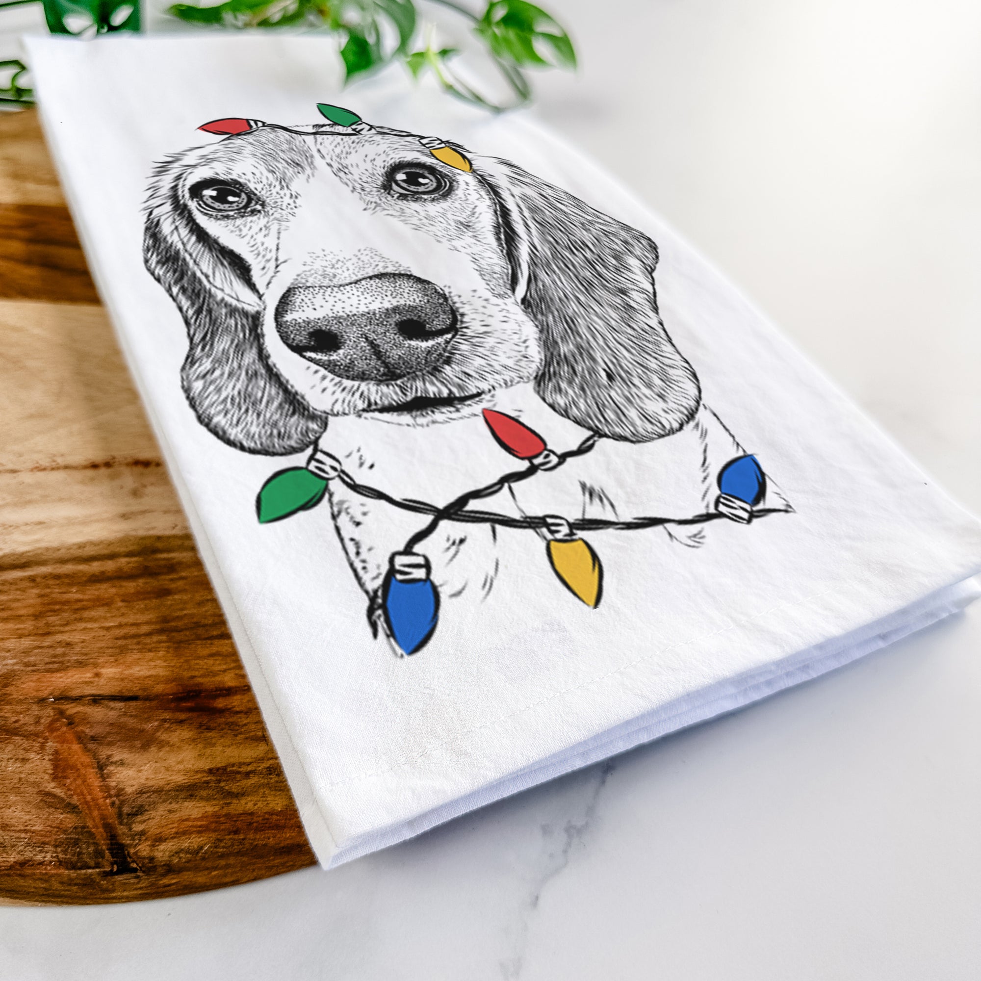 Elvis the Bluetick Beagle Tea Towel