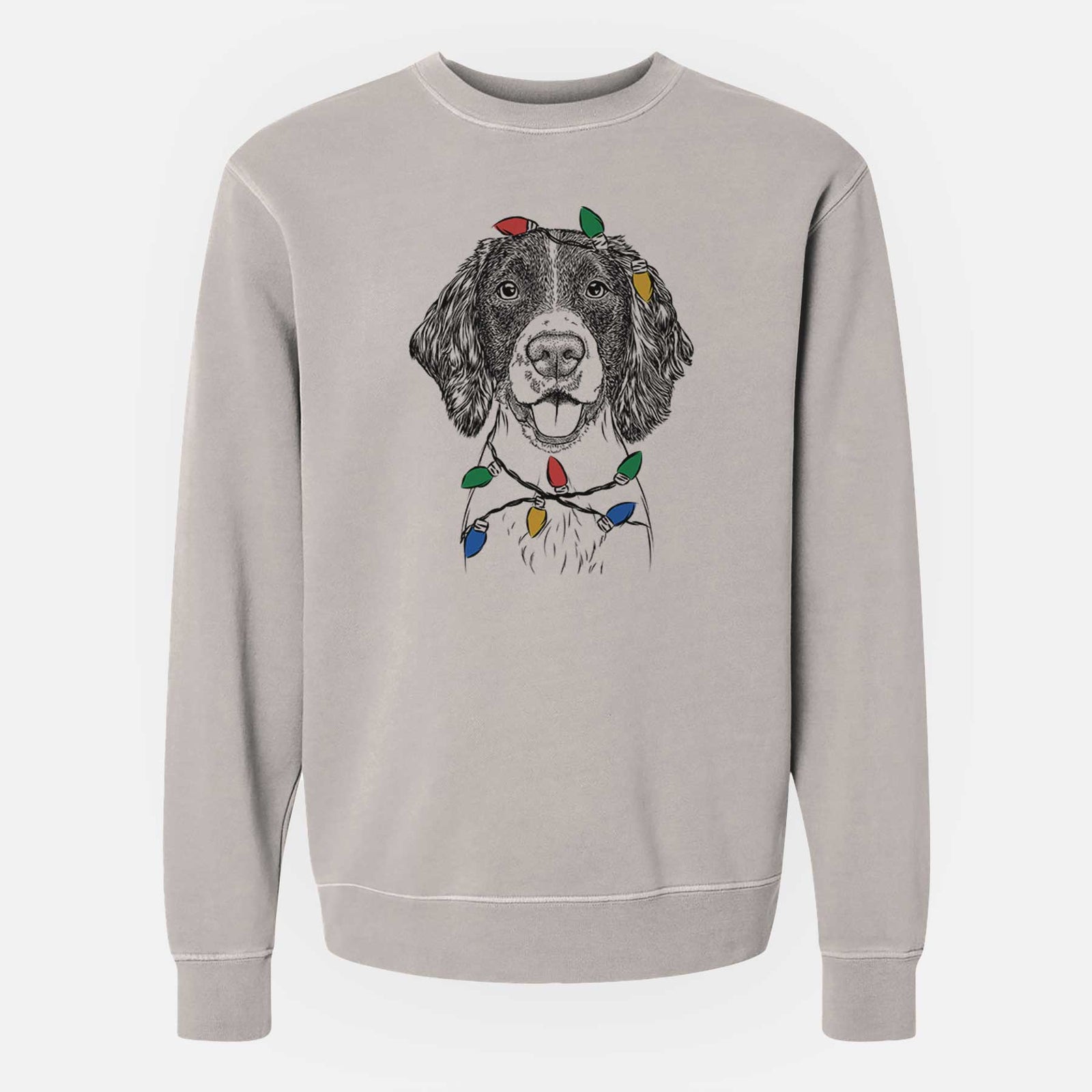 Christmas Lights Ever the English Springer Spaniel - Unisex Pigment Dyed Crew Sweatshirt