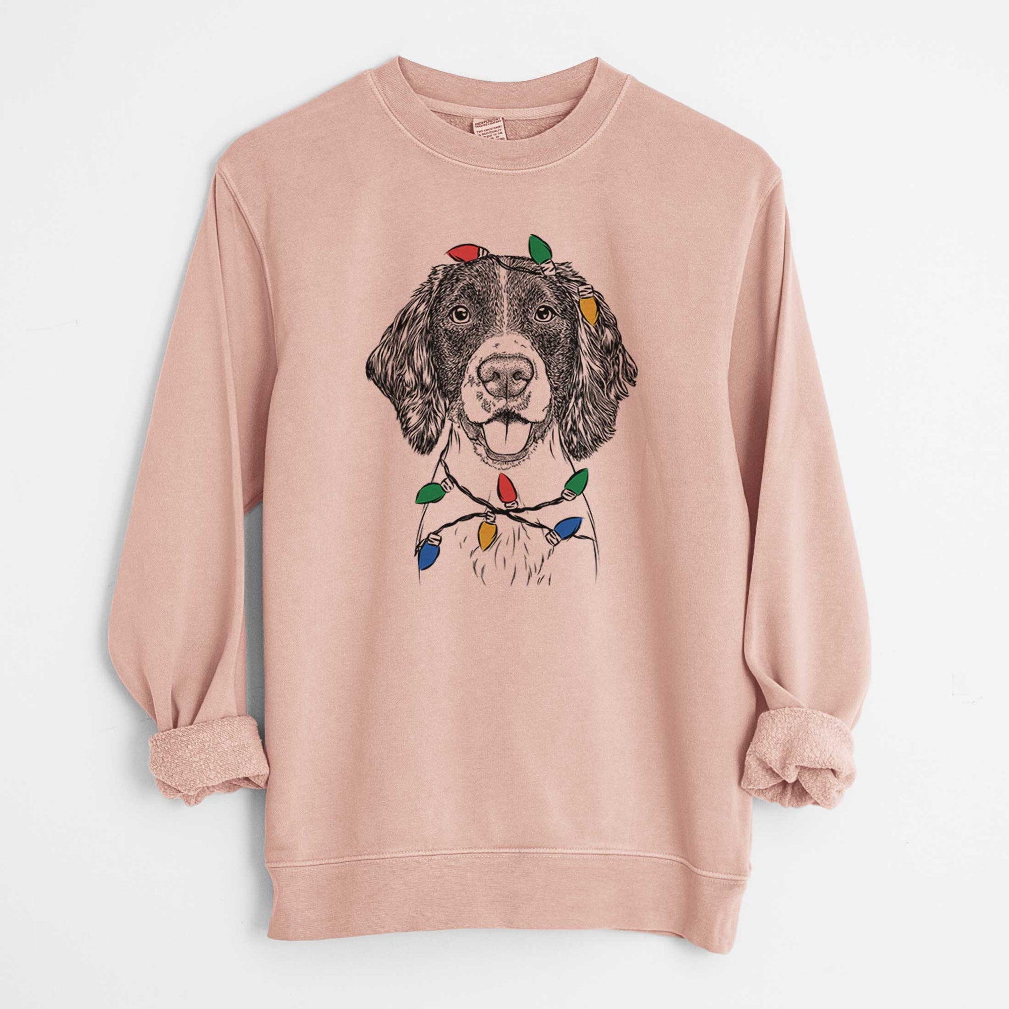 Christmas Lights Ever the English Springer Spaniel - Unisex Pigment Dyed Crew Sweatshirt