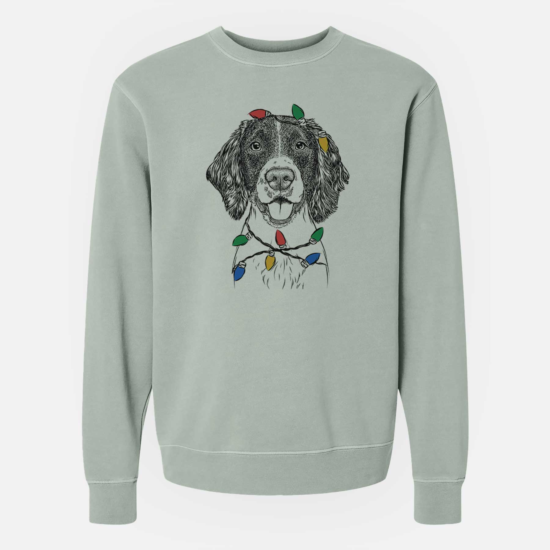 Christmas Lights Ever the English Springer Spaniel - Unisex Pigment Dyed Crew Sweatshirt