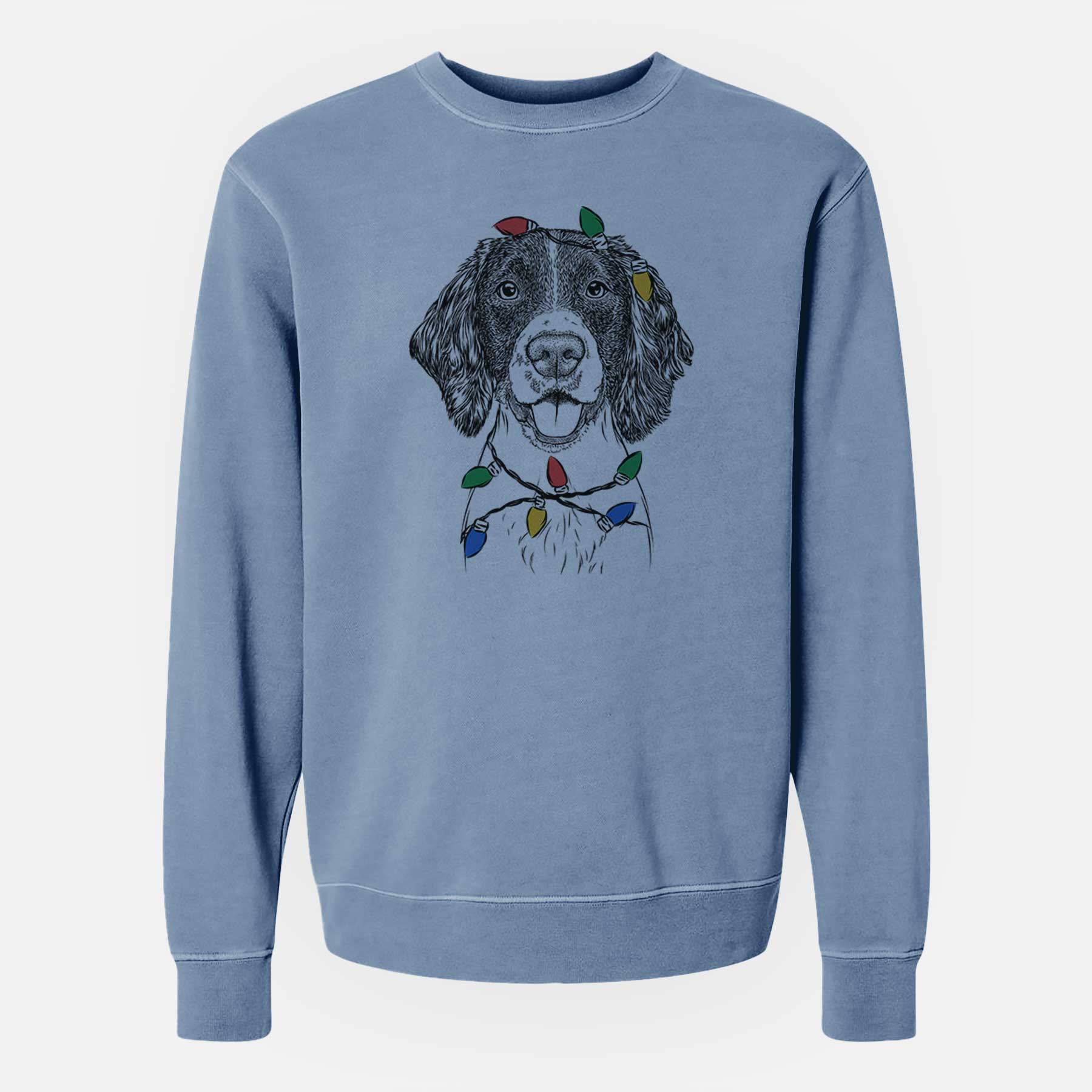 Christmas Lights Ever the English Springer Spaniel - Unisex Pigment Dyed Crew Sweatshirt