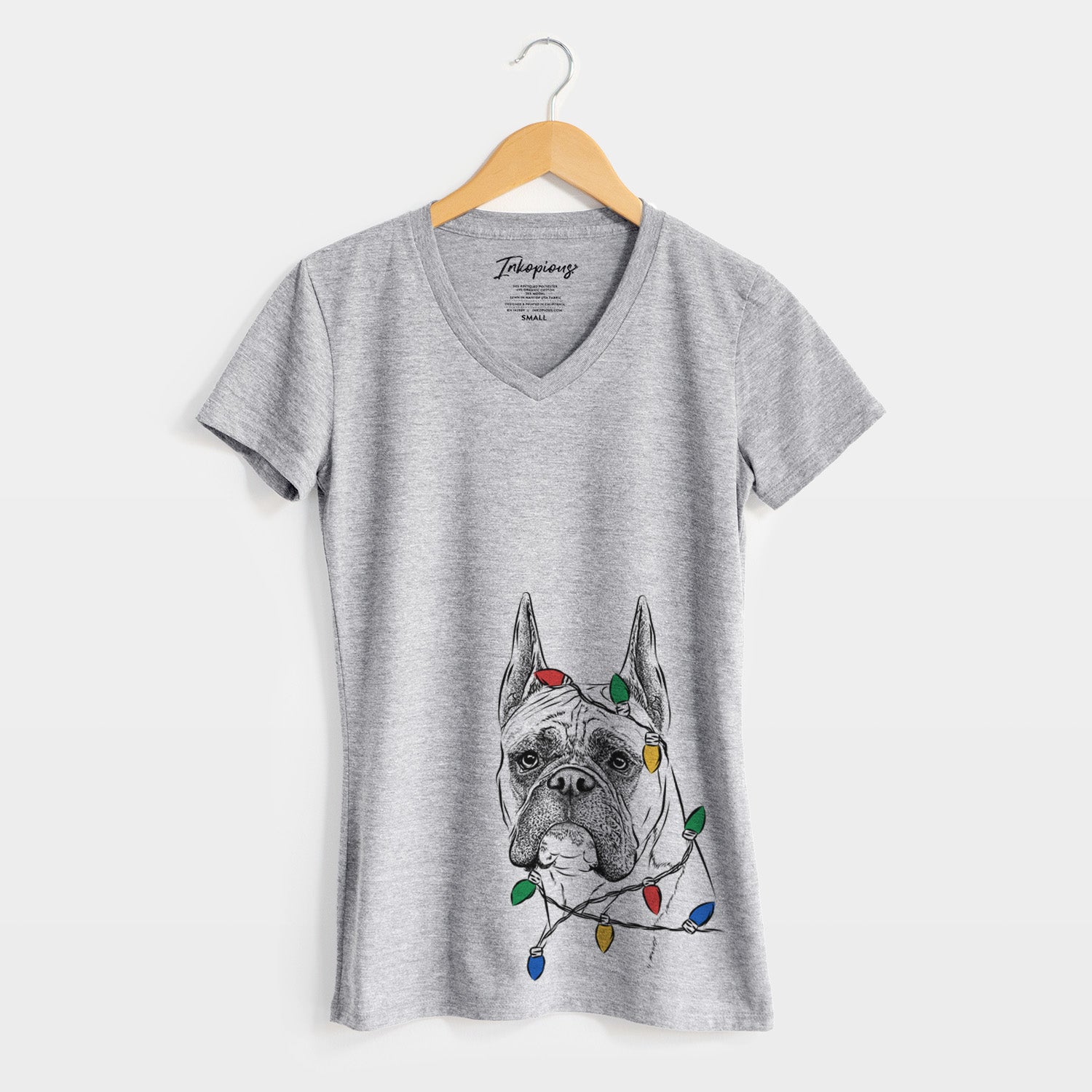 Christmas Lights Ezra the Boxer - Women's Perfect V-neck Shirt
