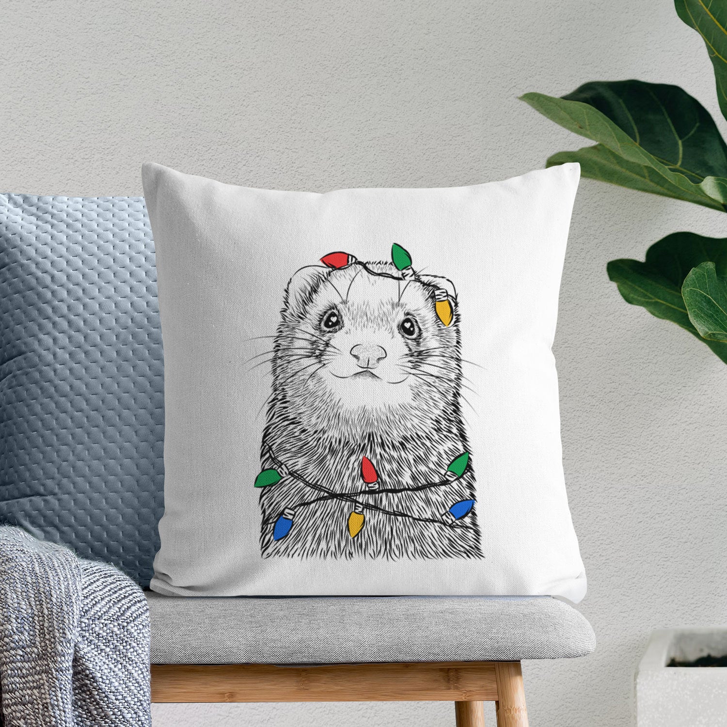 Fig the Ferret - Throw Pillow Cover