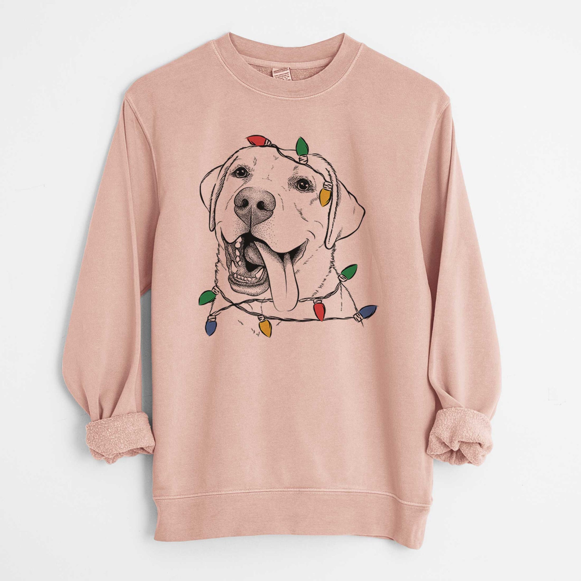 Christmas Lights Finn the Labrador Retriever - Unisex Pigment Dyed Crew Sweatshirt