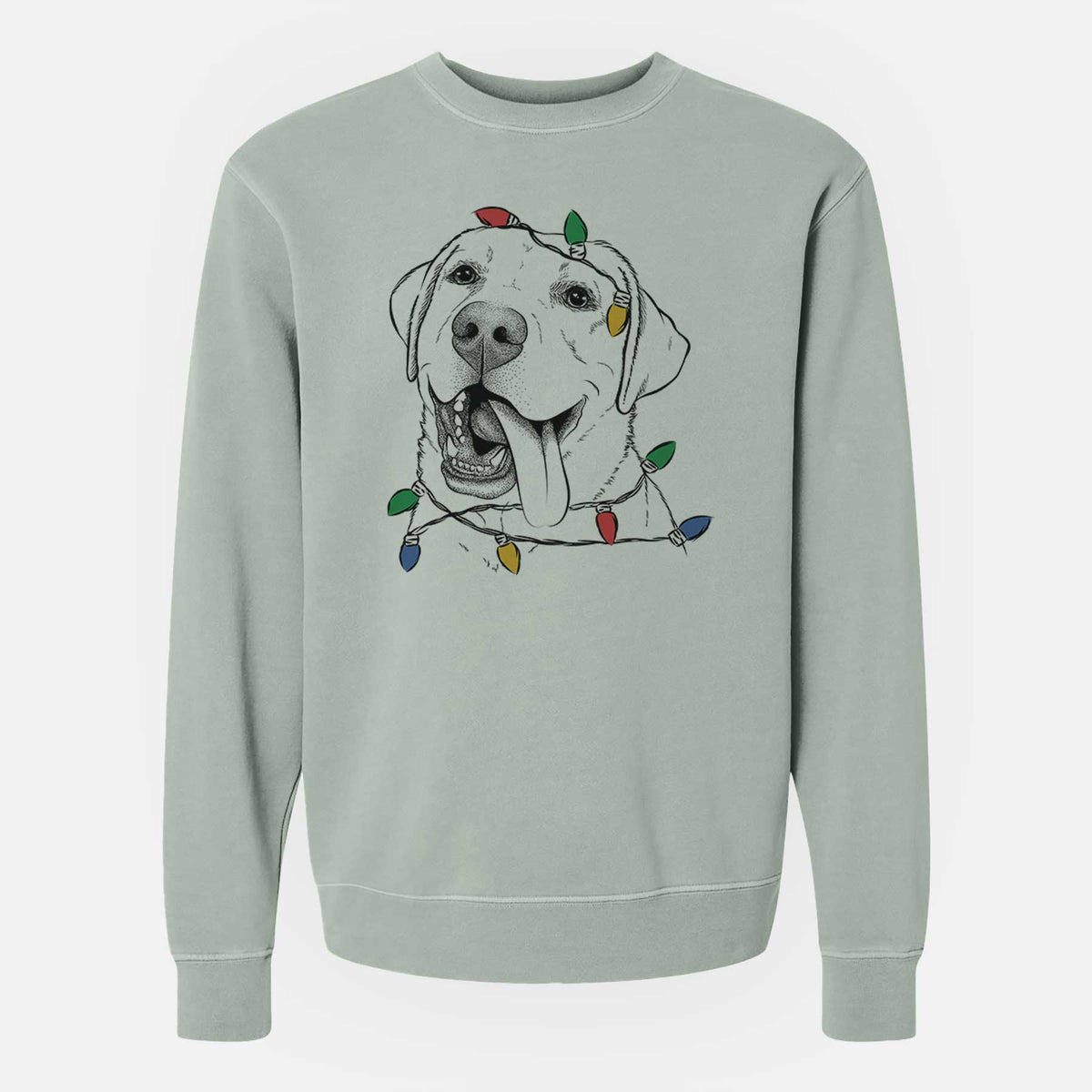 Christmas Lights Finn the Labrador Retriever - Unisex Pigment Dyed Crew Sweatshirt