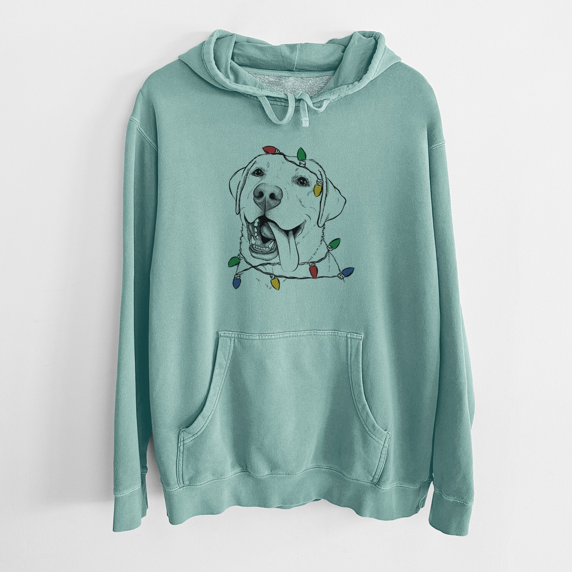 Christmas Lights Finn the Labrador Retriever - Unisex Pigment Dyed Hoodie