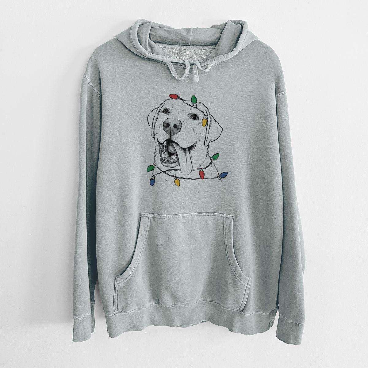 Christmas Lights Finn the Labrador Retriever - Unisex Pigment Dyed Hoodie