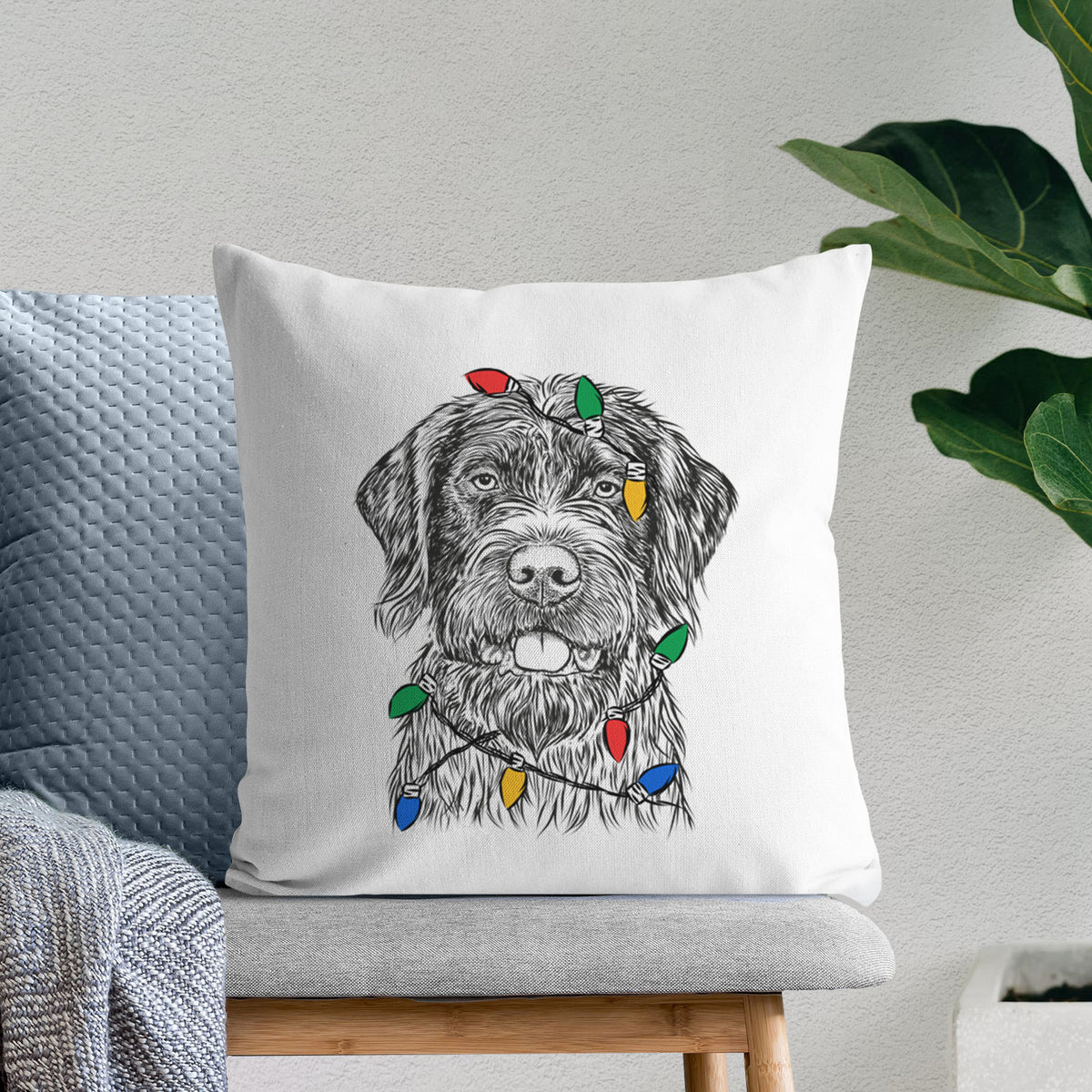 Fletcher the Wirehaired Pointing Griffon - Throw Pillow Cover