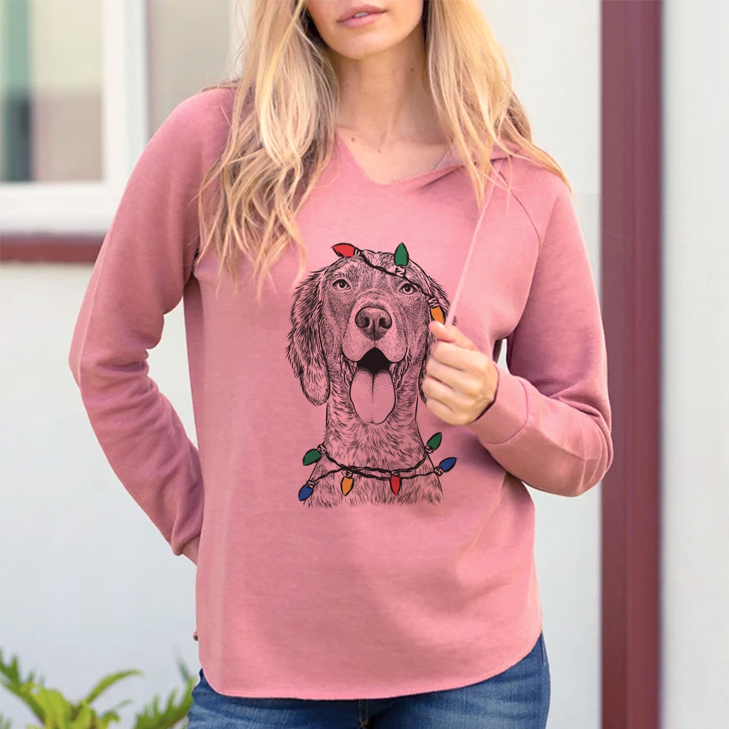 Christmas Lights Freddy the English Setter - Cali Wave Hooded Sweatshirt