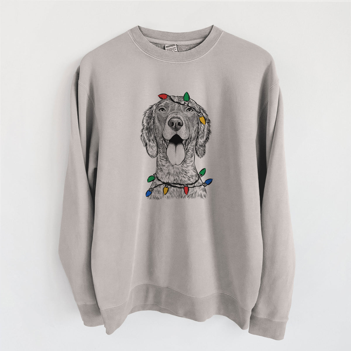 Christmas Lights Freddy the English Setter - Unisex Pigment Dyed Crew Sweatshirt