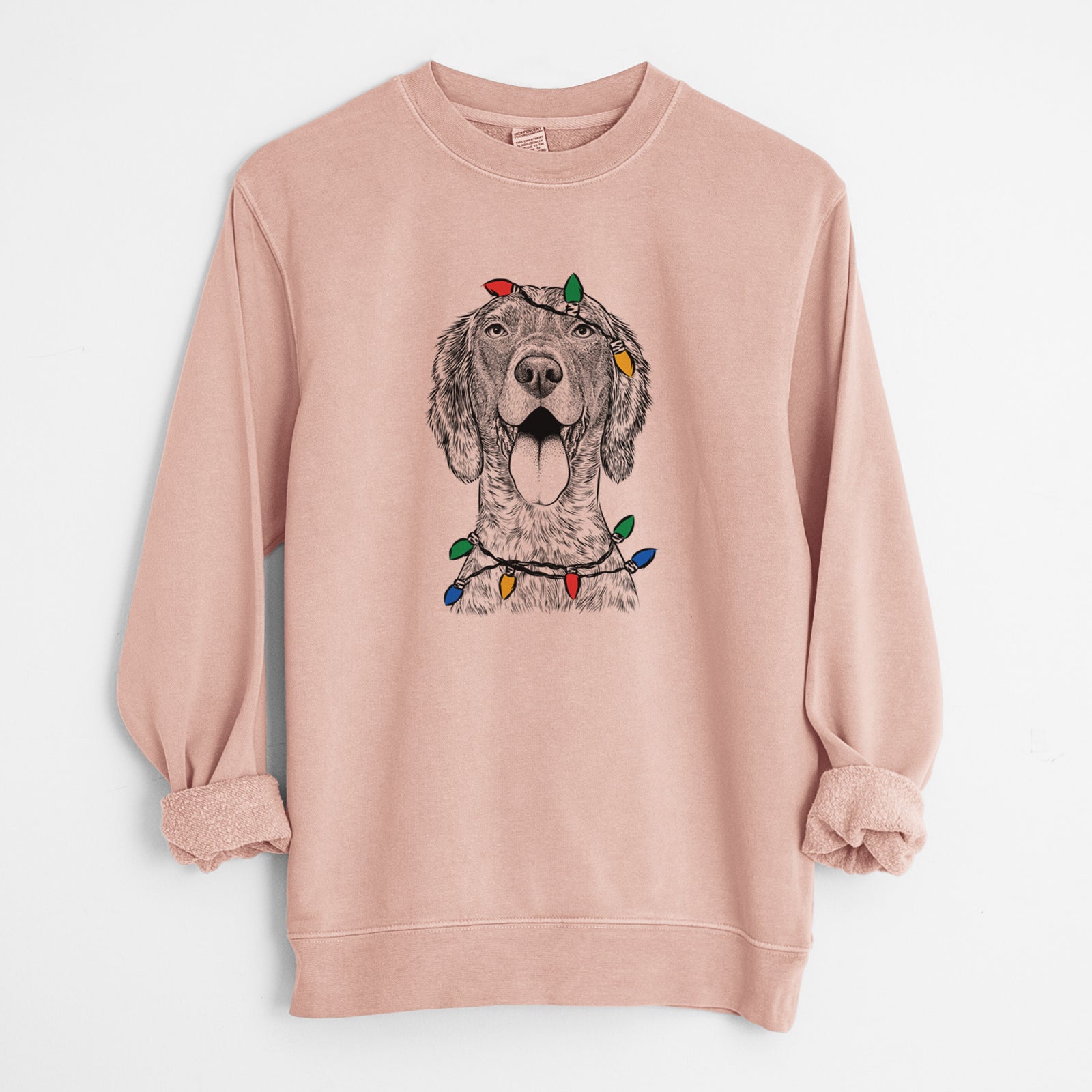 Christmas Lights Freddy the English Setter - Unisex Pigment Dyed Crew Sweatshirt