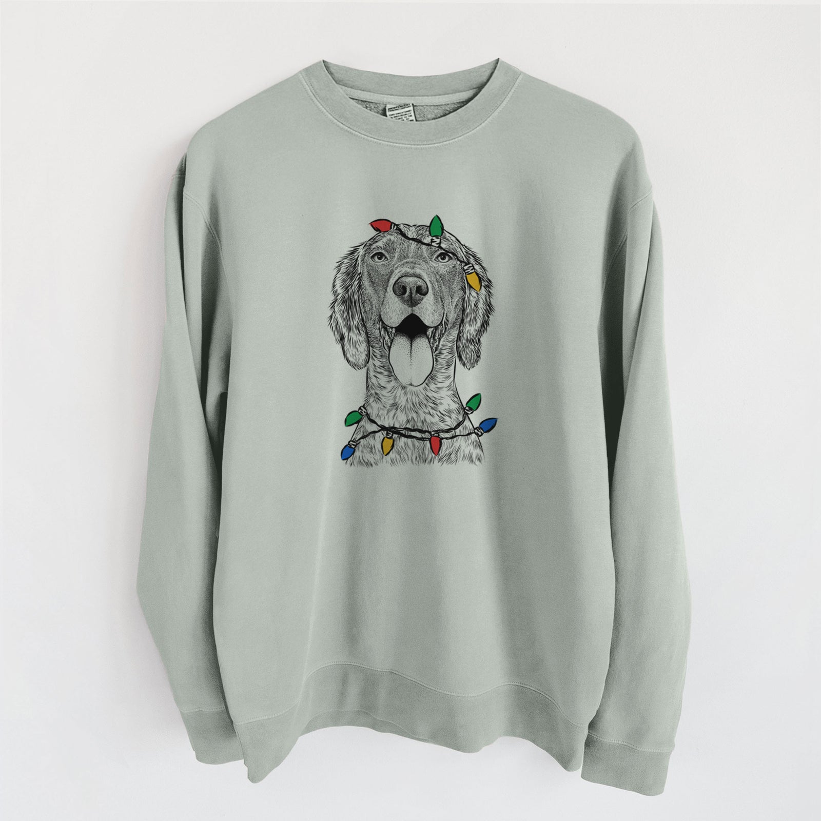 Christmas Lights Freddy the English Setter - Unisex Pigment Dyed Crew Sweatshirt