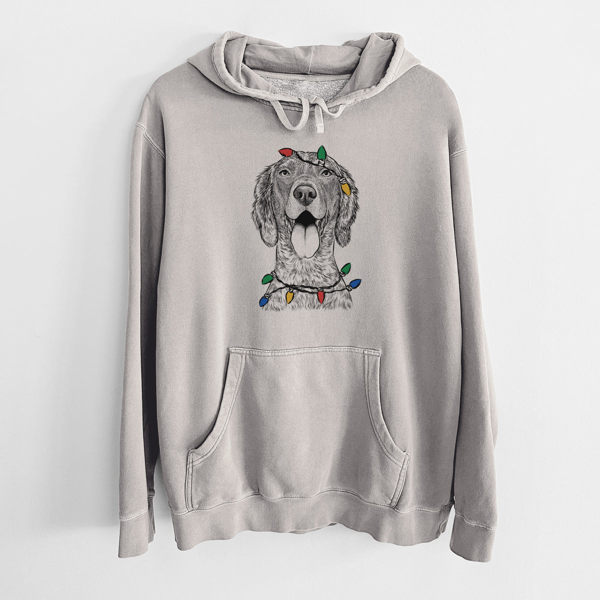 Christmas Lights Freddy the English Setter - Unisex Pigment Dyed Hoodie