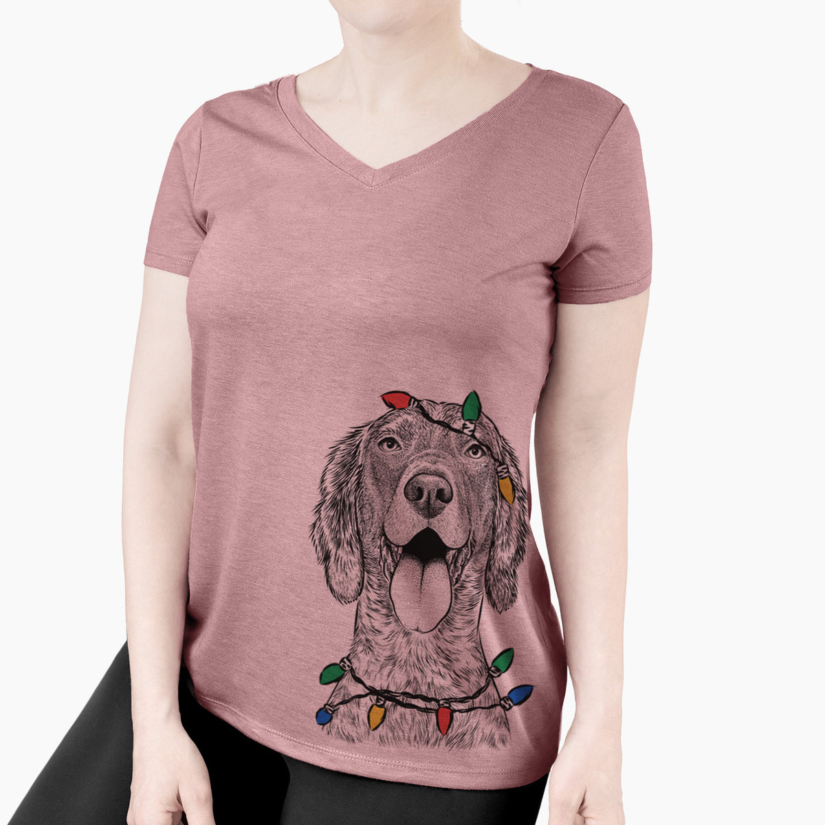 Christmas Lights Freddy the English Setter - Women's Perfect V-neck Shirt