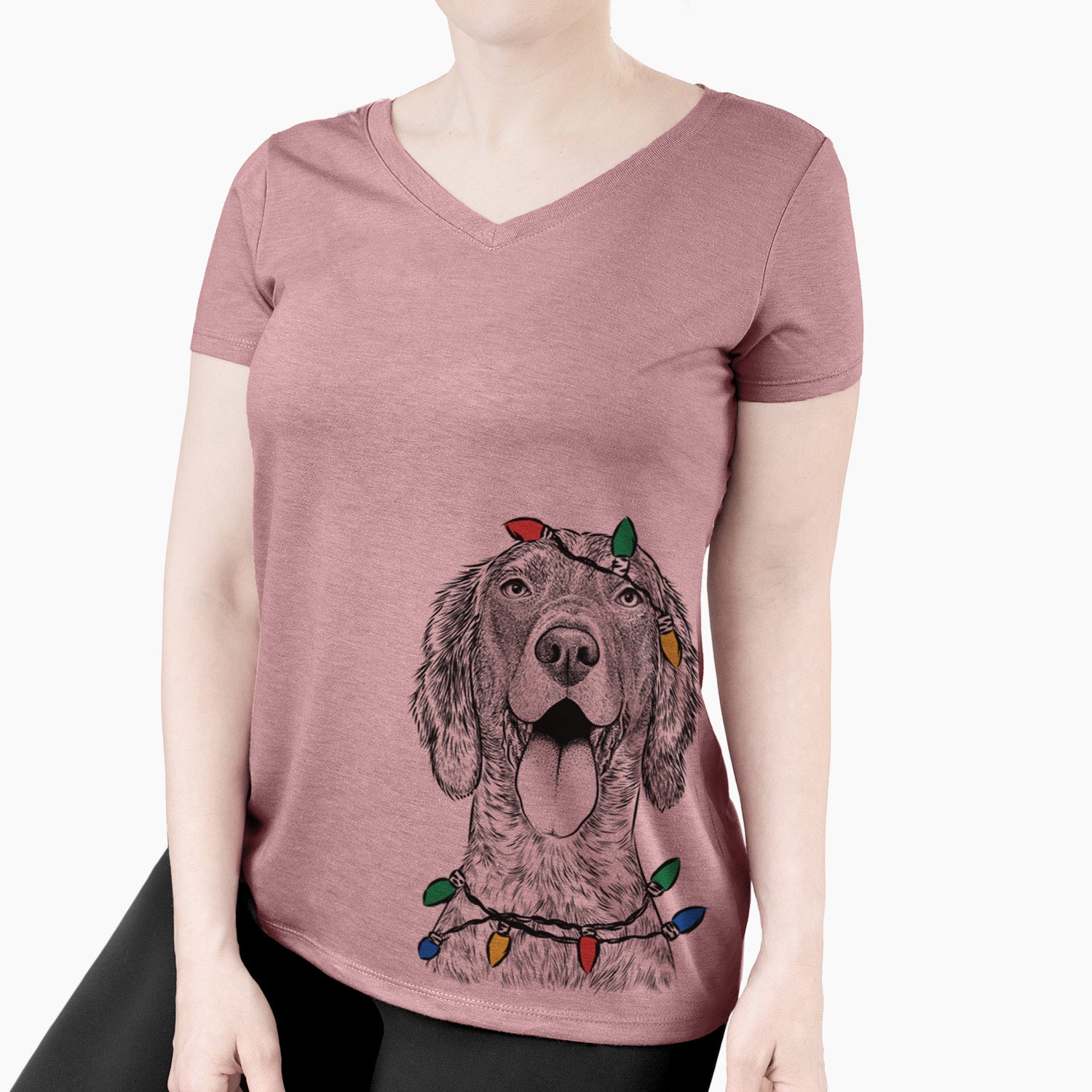 Christmas Lights Freddy the English Setter - Women's Perfect V-neck Shirt