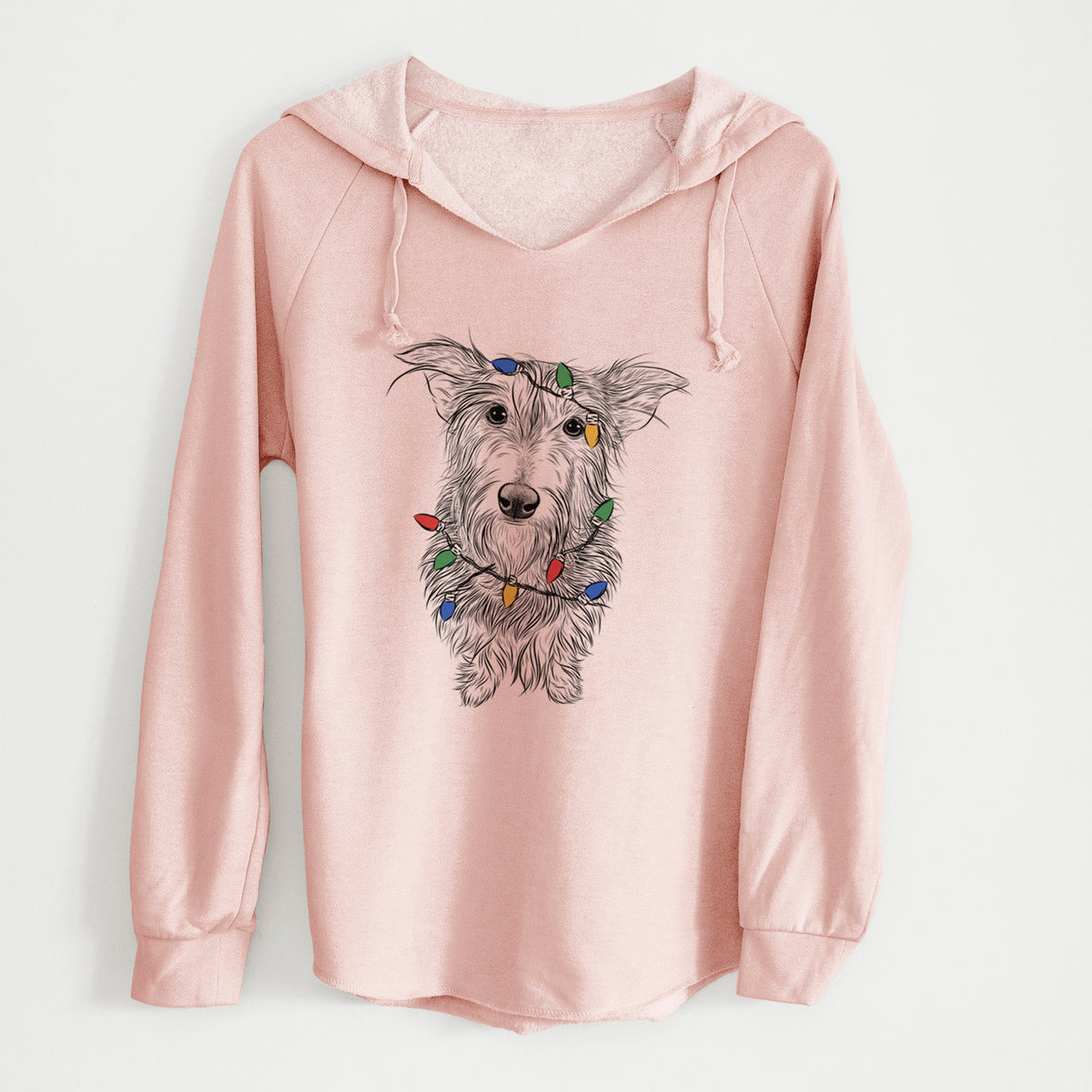 Christmas Lights Frida Doggo the Rescue Terrier Mix - Cali Wave Hooded Sweatshirt