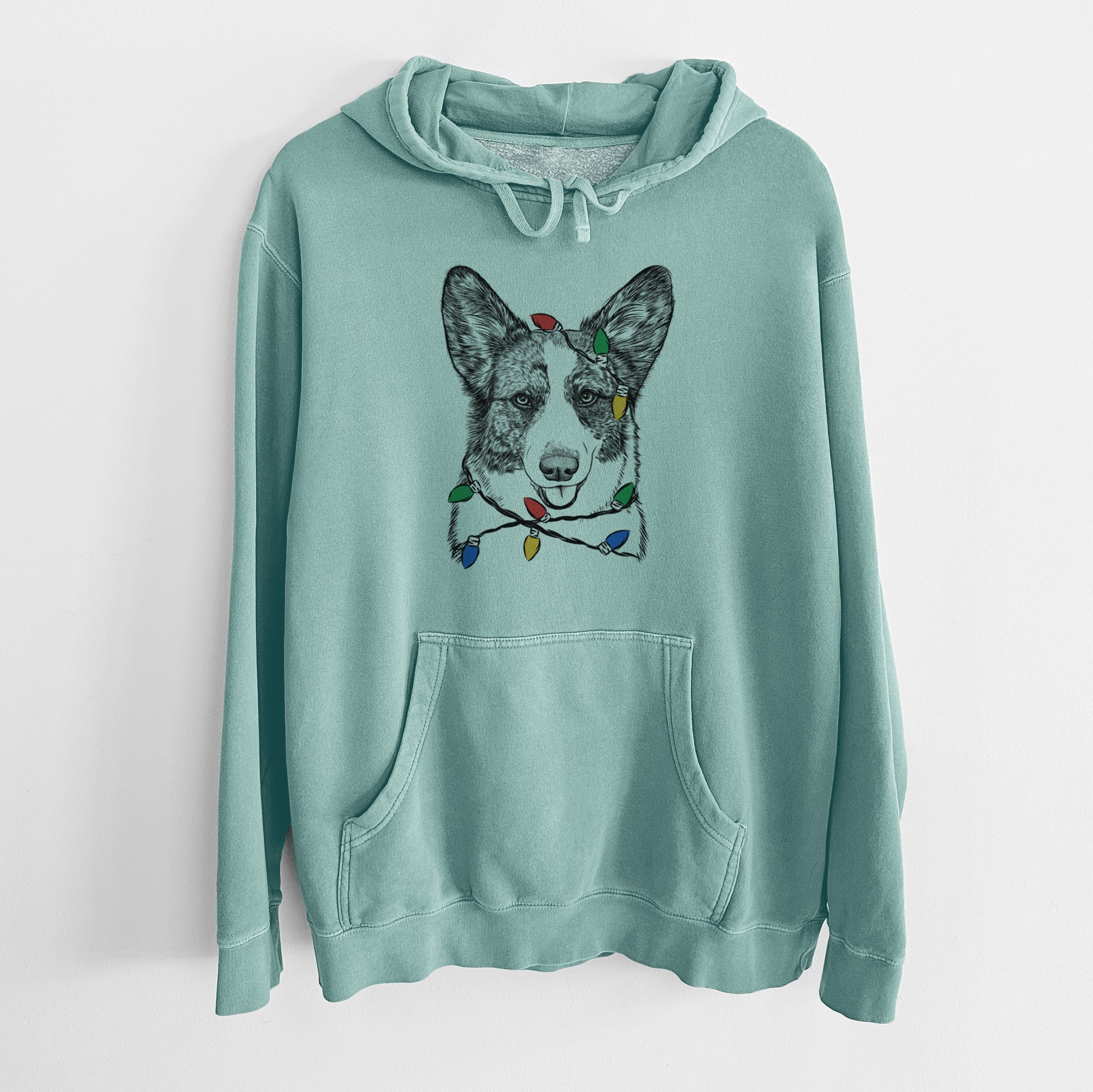 Christmas Lights Gabby the Cardigan Welsh Corgi - Unisex Pigment Dyed Hoodie