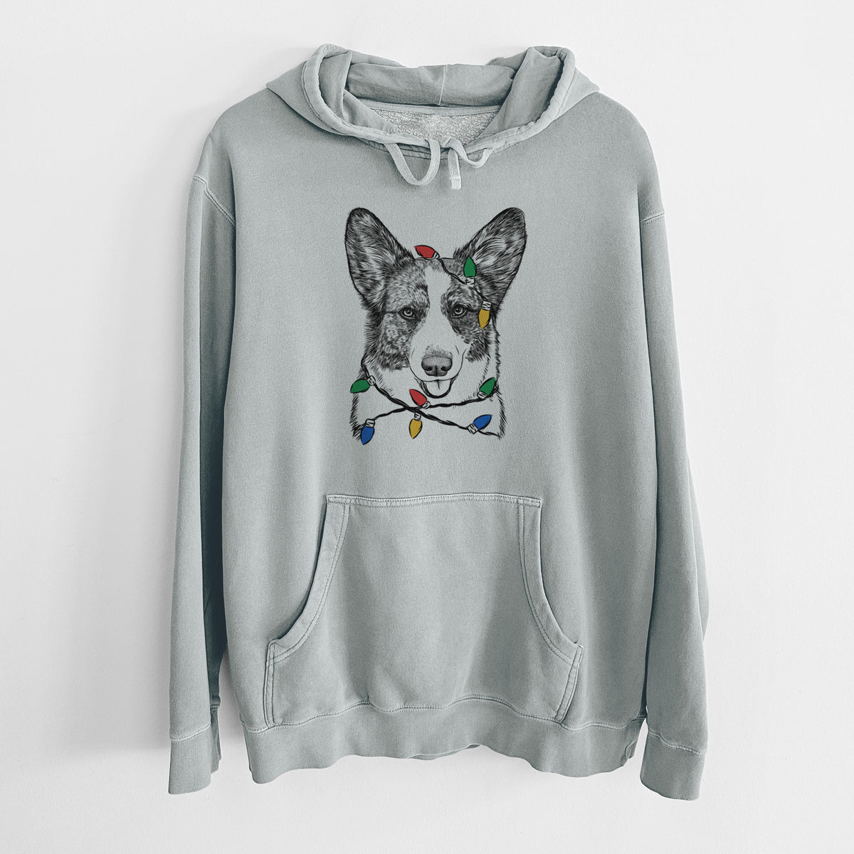 Christmas Lights Gabby the Cardigan Welsh Corgi - Unisex Pigment Dyed Hoodie