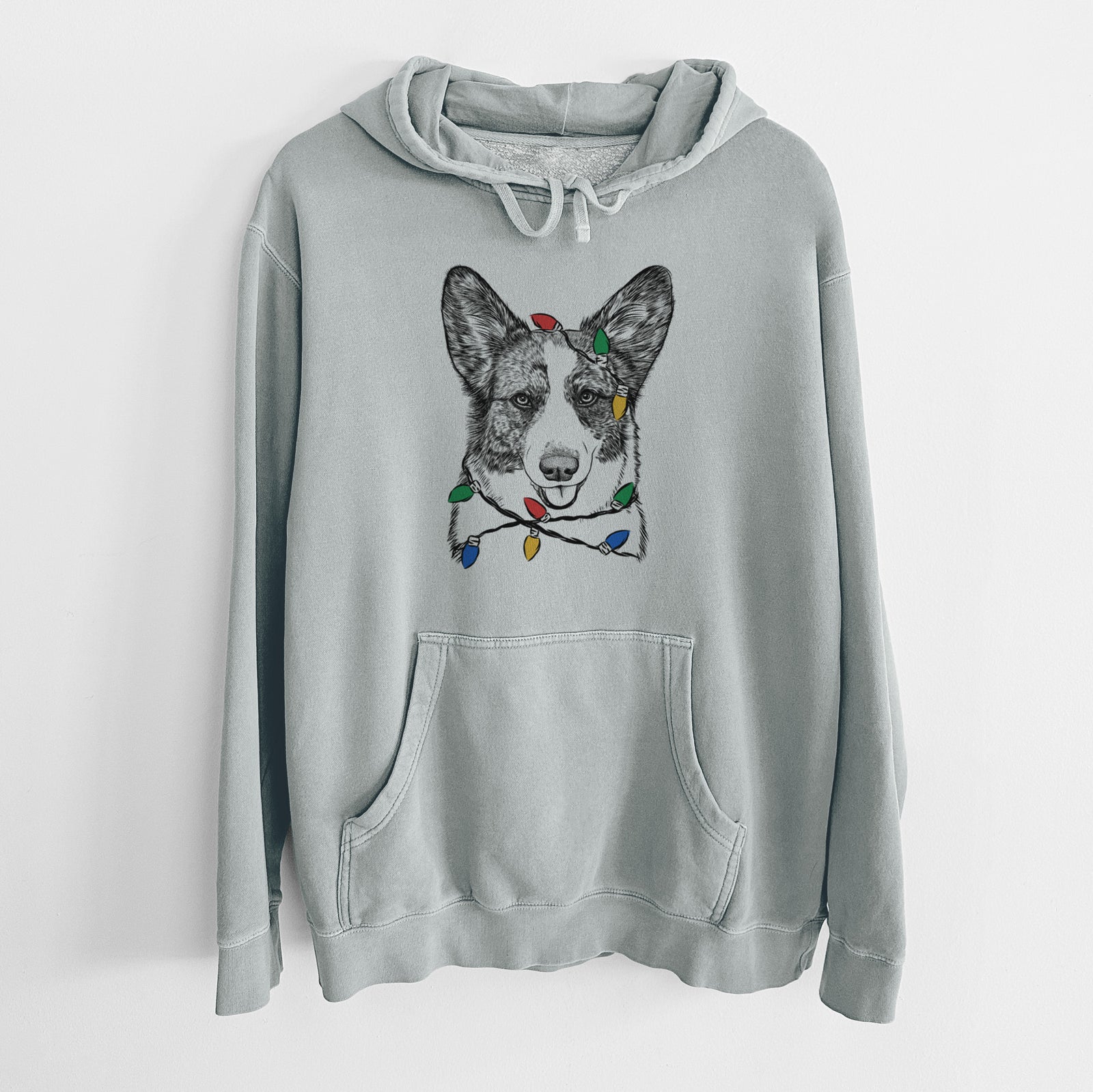 Christmas Lights Gabby the Cardigan Welsh Corgi - Unisex Pigment Dyed Hoodie