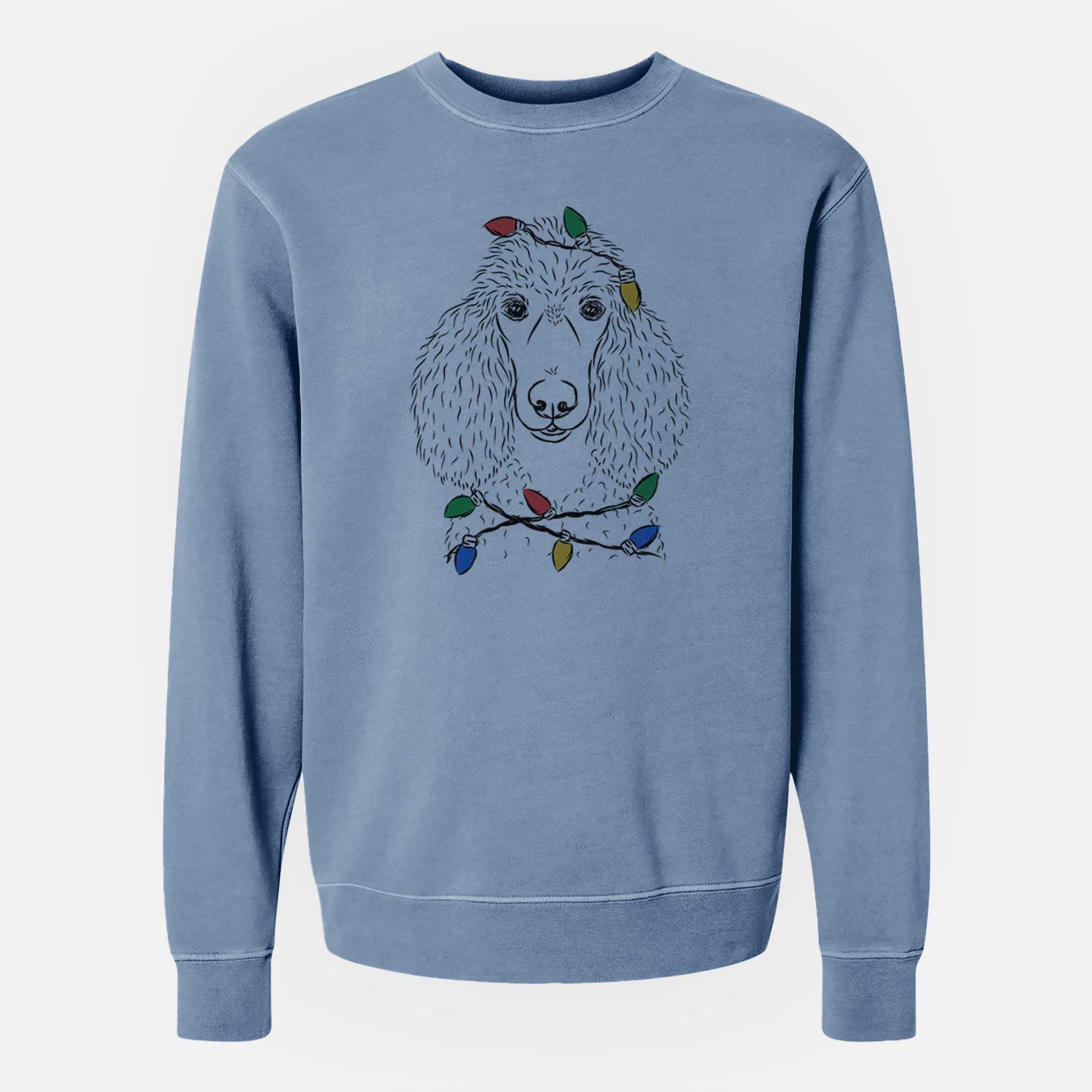 Christmas Lights Giovanni the Poodle - Unisex Pigment Dyed Crew Sweatshirt