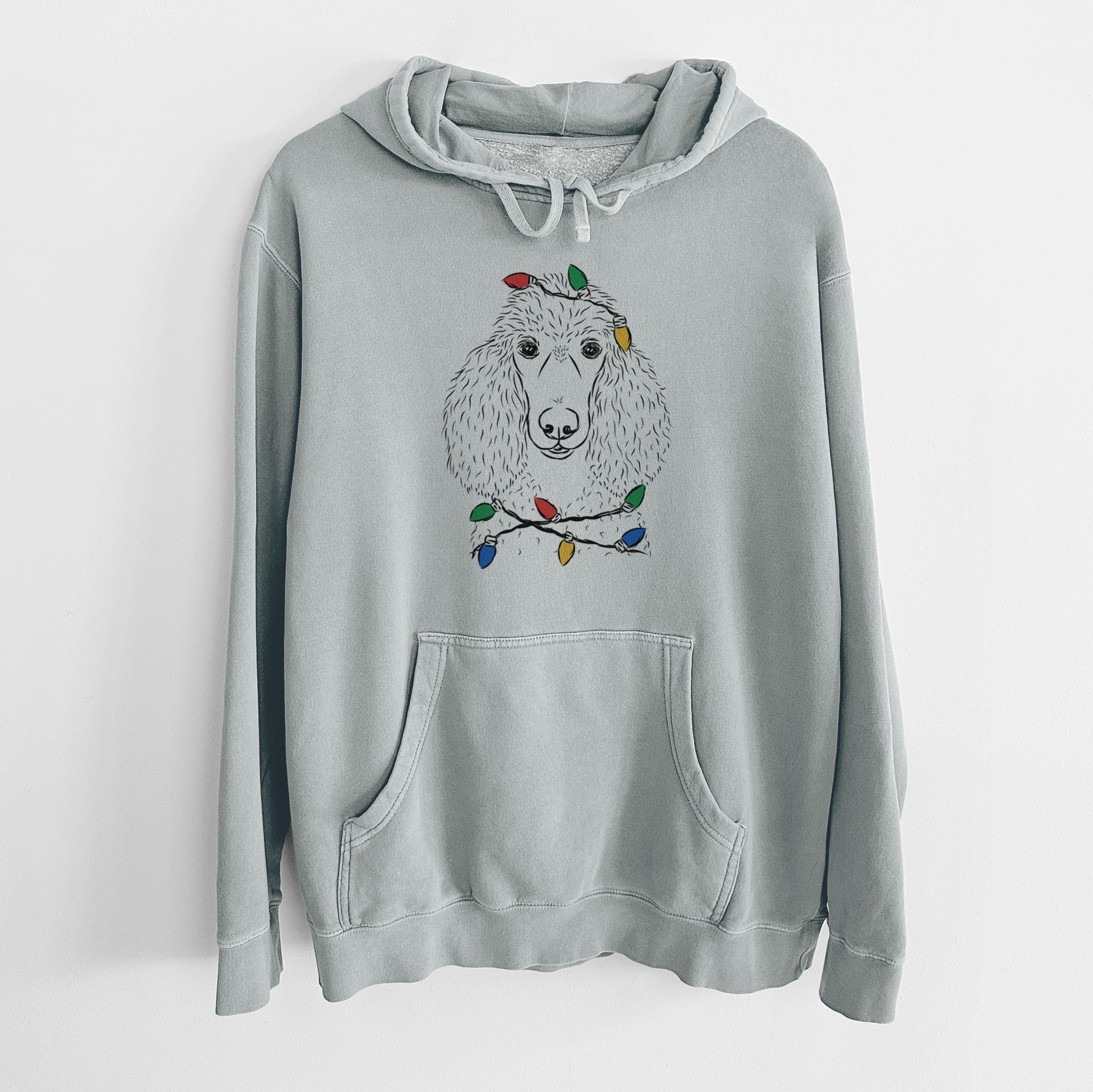 Christmas Lights Giovanni the Poodle - Unisex Pigment Dyed Hoodie